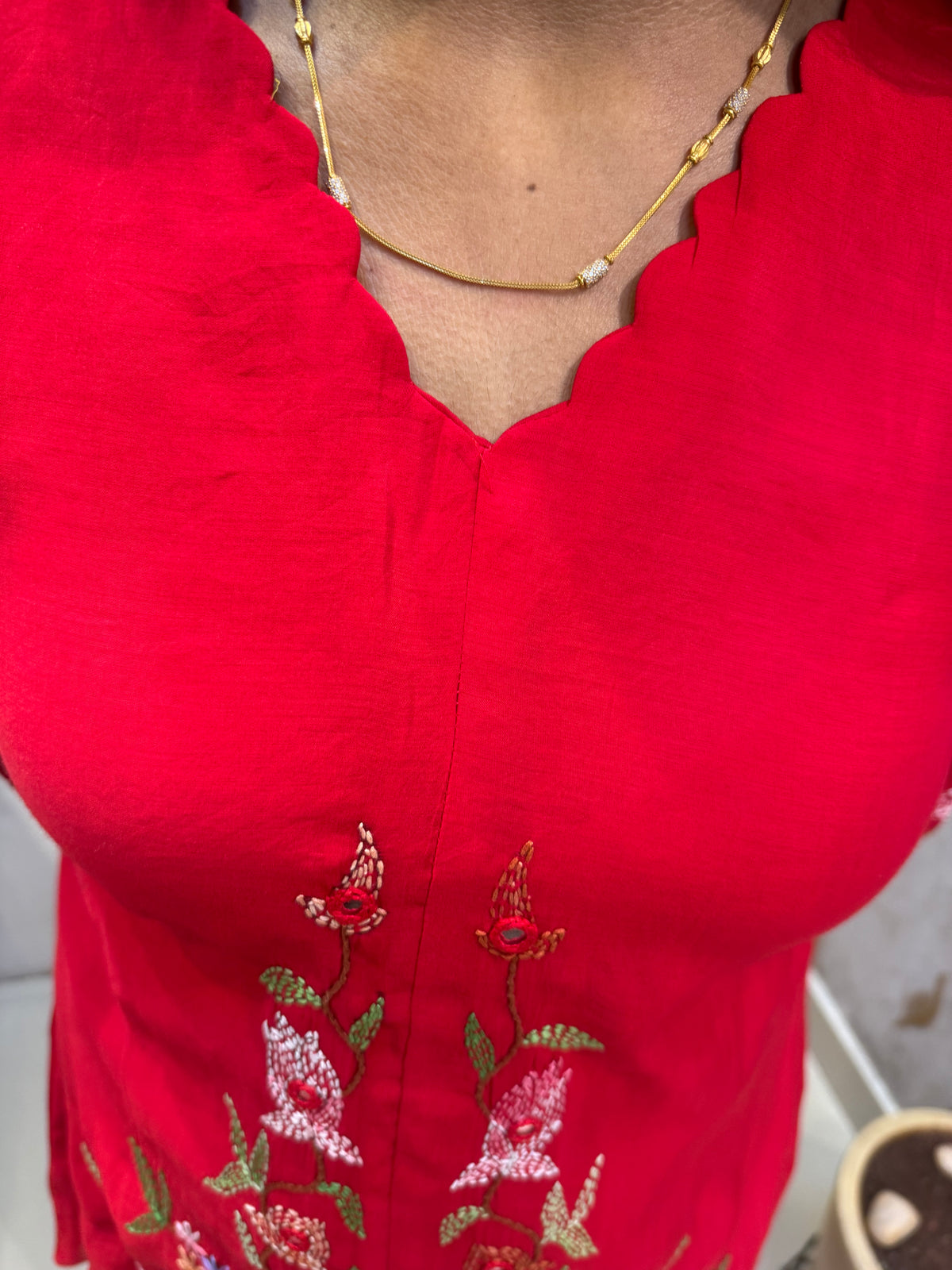 Hand Embroidery Pure Silk Co-ords Set -HSC1232