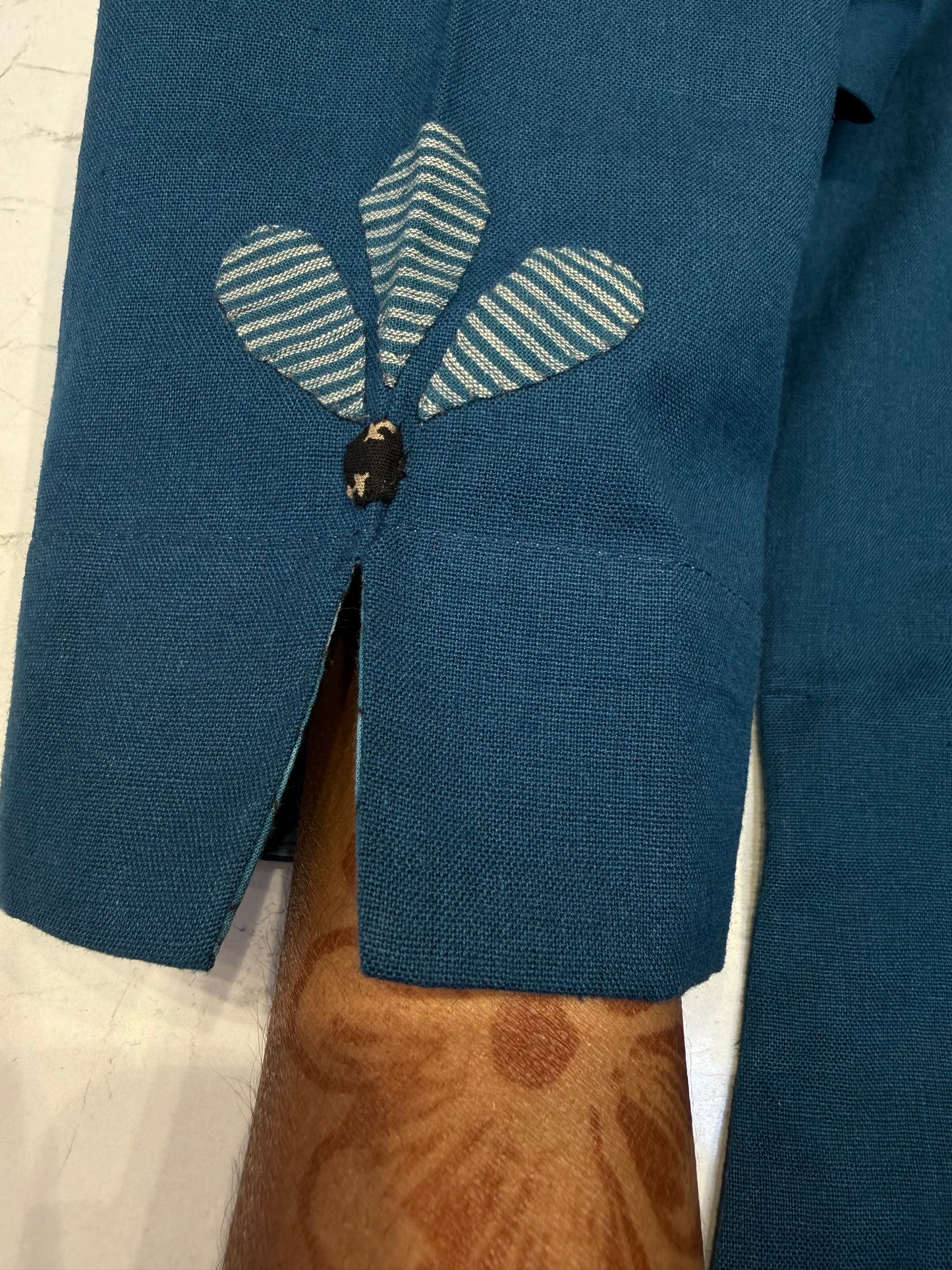 Appliqué Blue Pure Cotton Kurti