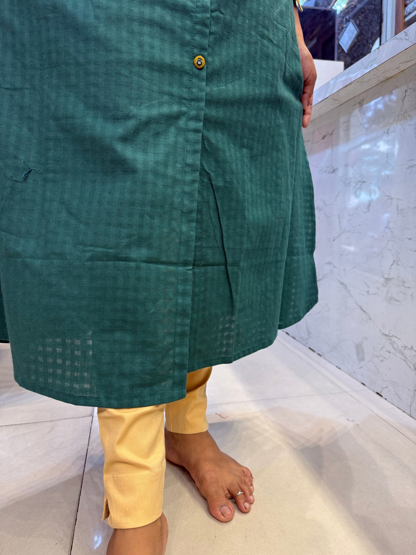 Teal Green Pure Cotton Flex Embroidery Kurti