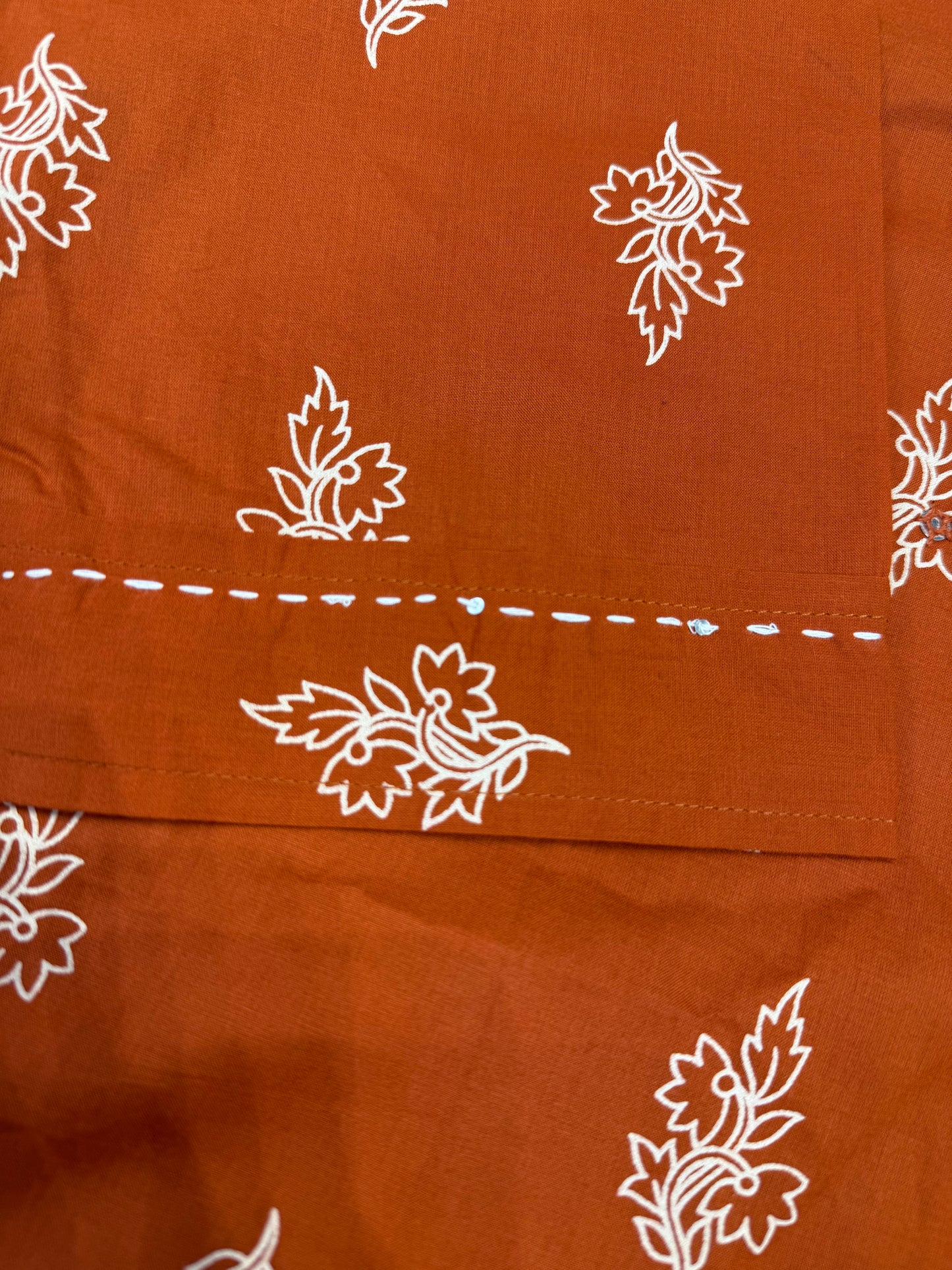 Printed Rust orange Kurti with Pant and Dupatta