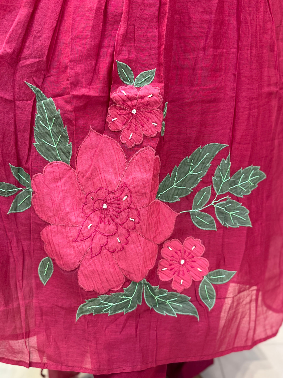 Pure Banarasi Mul Chanderi Kurti With Pant and Dupatta - HSC1196