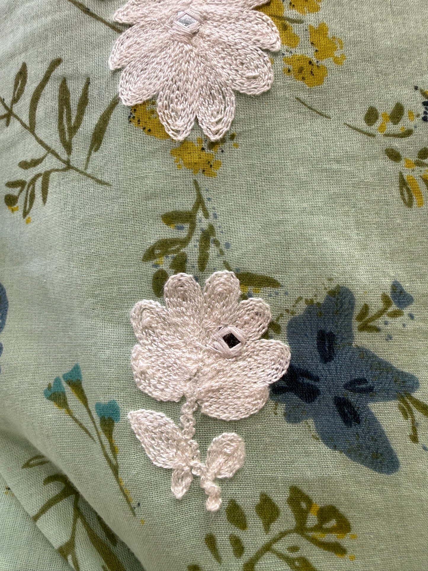 Mint Green Chikankari Mul Cotton Straight Kurta with Pant and Dupatta-HSC160