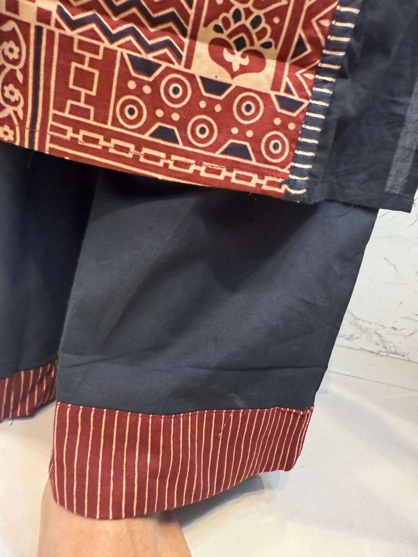 Pure Cotton Black Printed Kurti With Pant and Dupatta