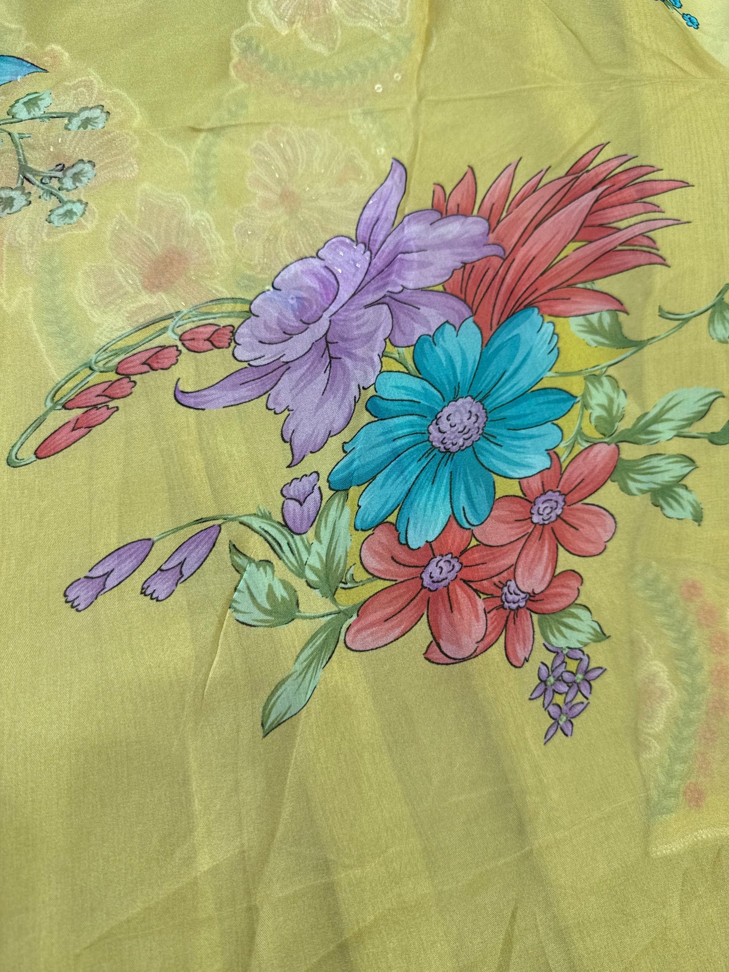 Mustard Crush Chinnon A-line Kurti With Pant and Printed Dupatta - HSC1158