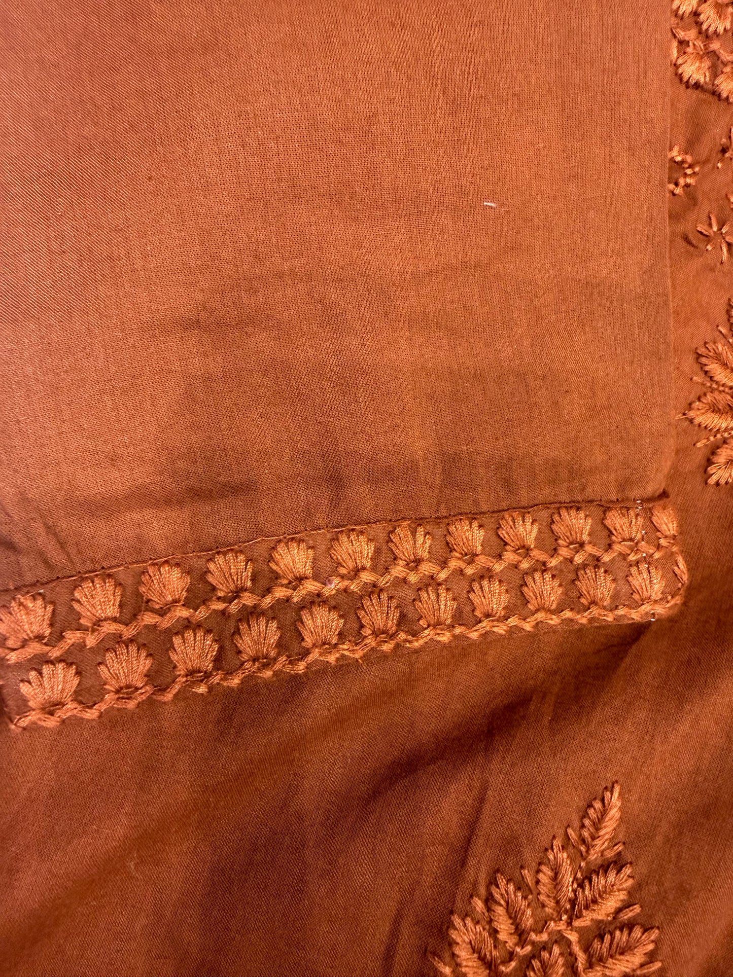 Chocolate Brown Chikankari Embroidery Kurti With Pant and Dupatta-HSC163