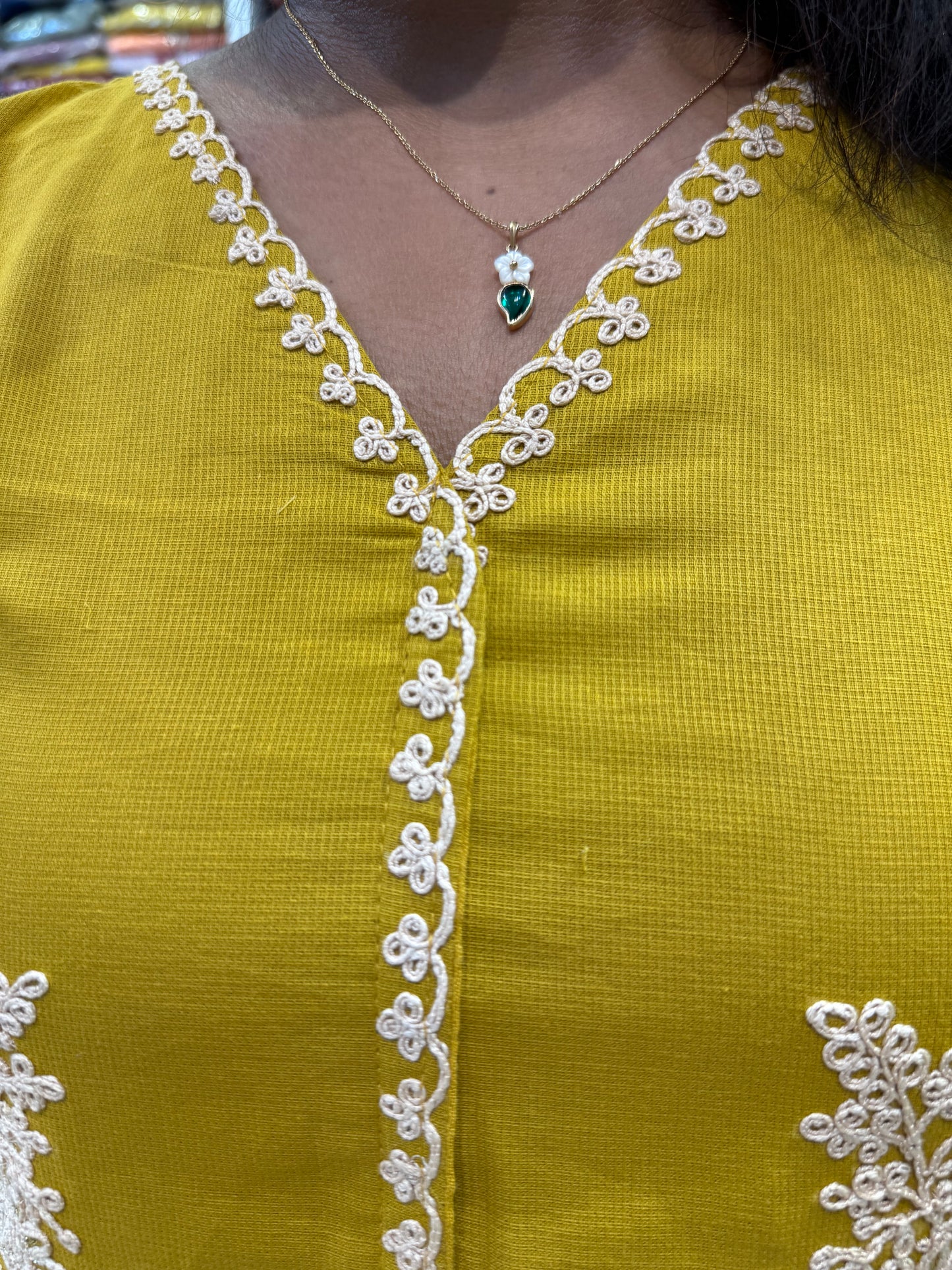 Mustard Embroidery Pure Cotton Co-ords set