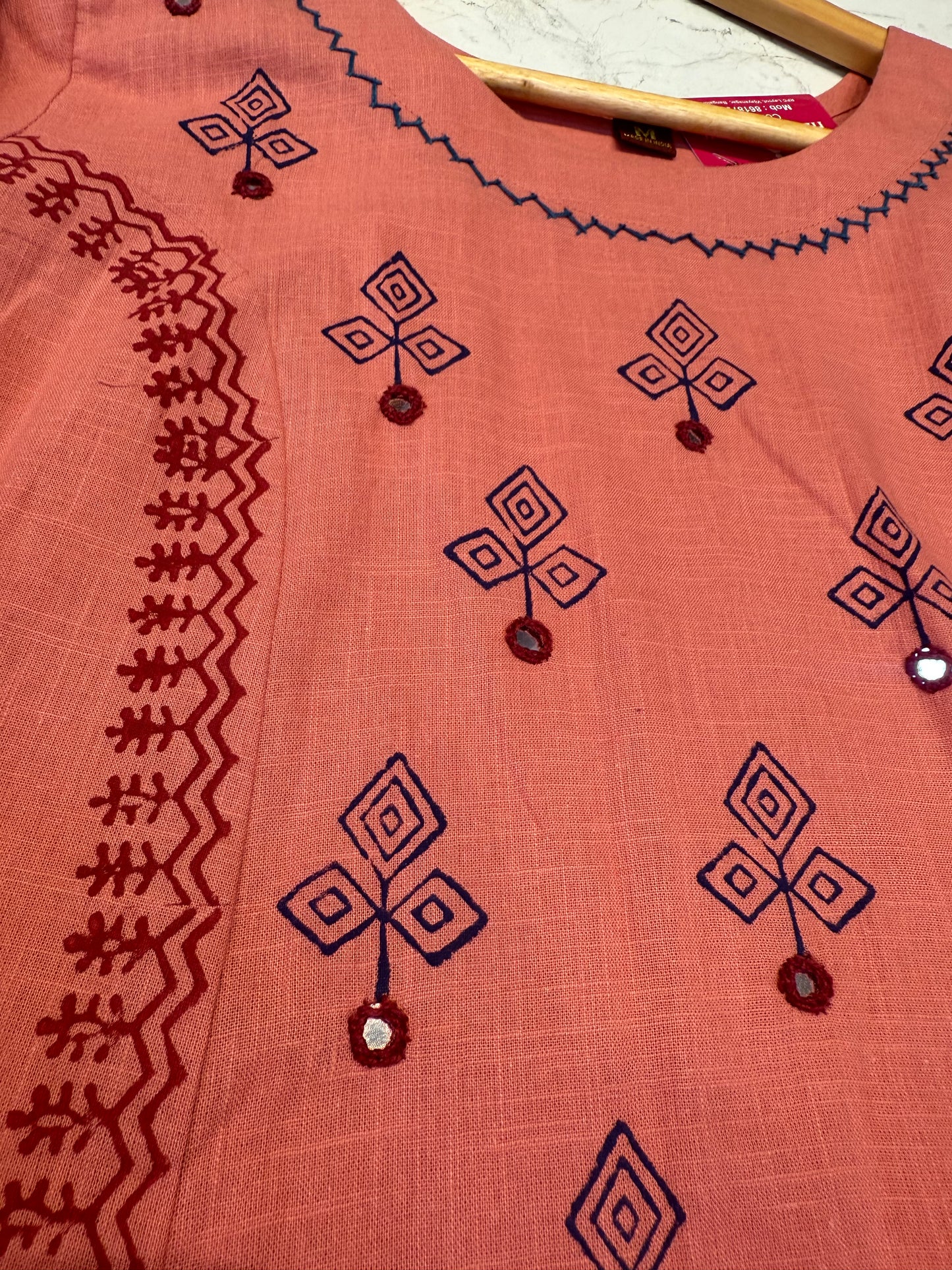Block Printed A-line Cotton Kurti