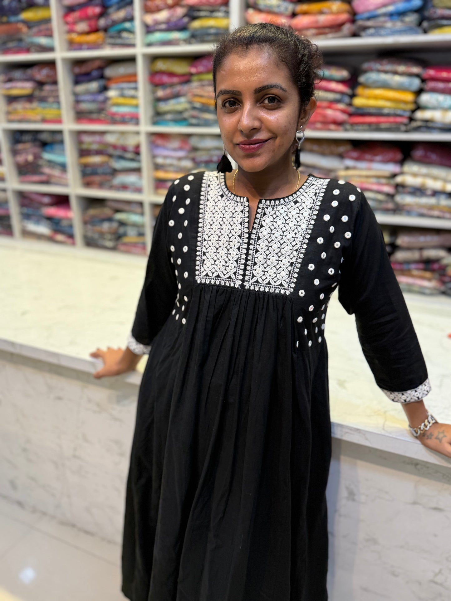 Mul Cotton Mirror Embroidery with Scallop Pant Co-ords Set