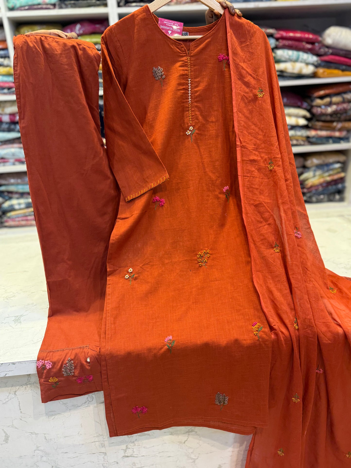 Knot Work Pure Mul Cotton Salwar set