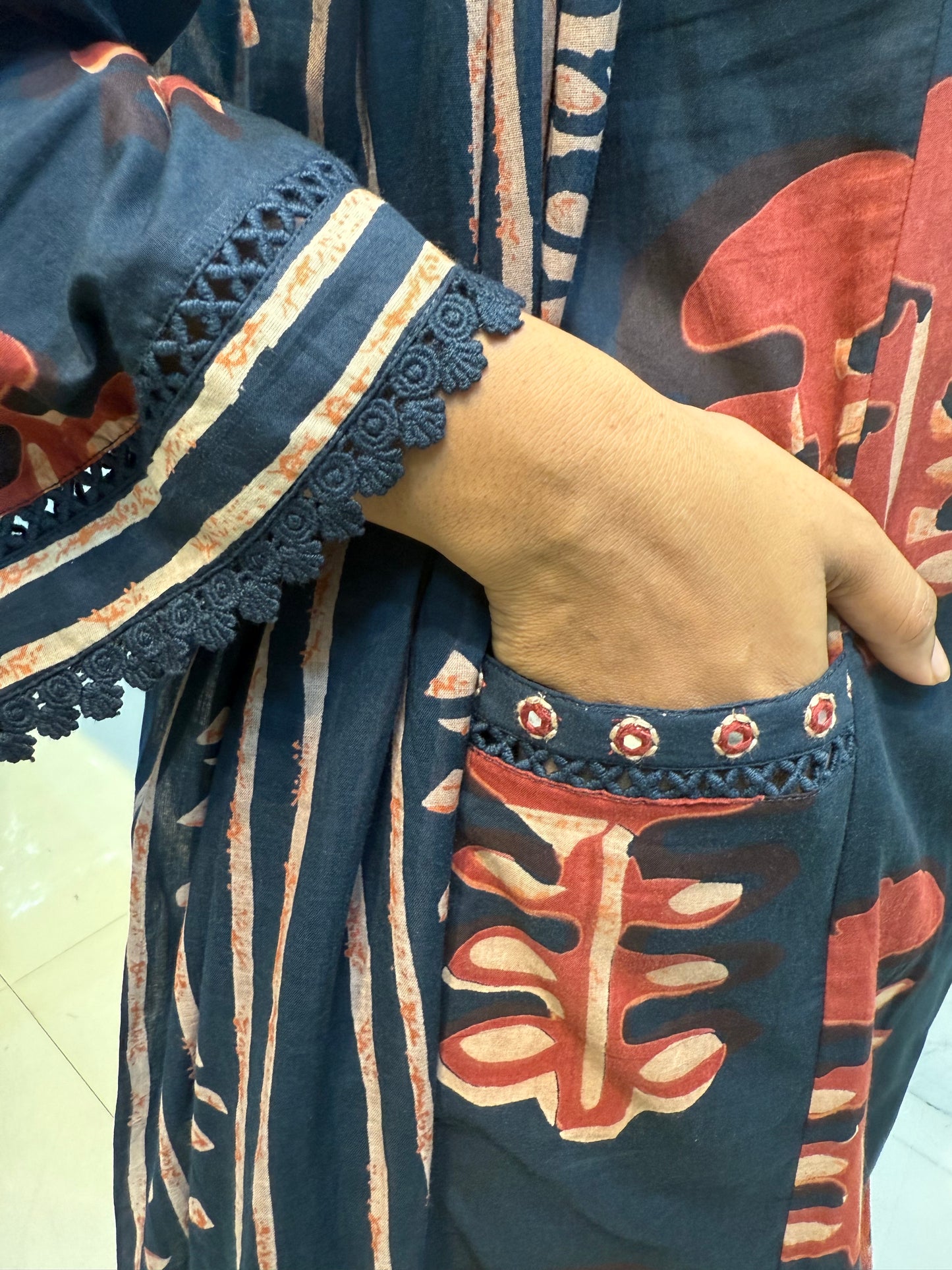 Black Bell Sleeves Salwar suit with pockets