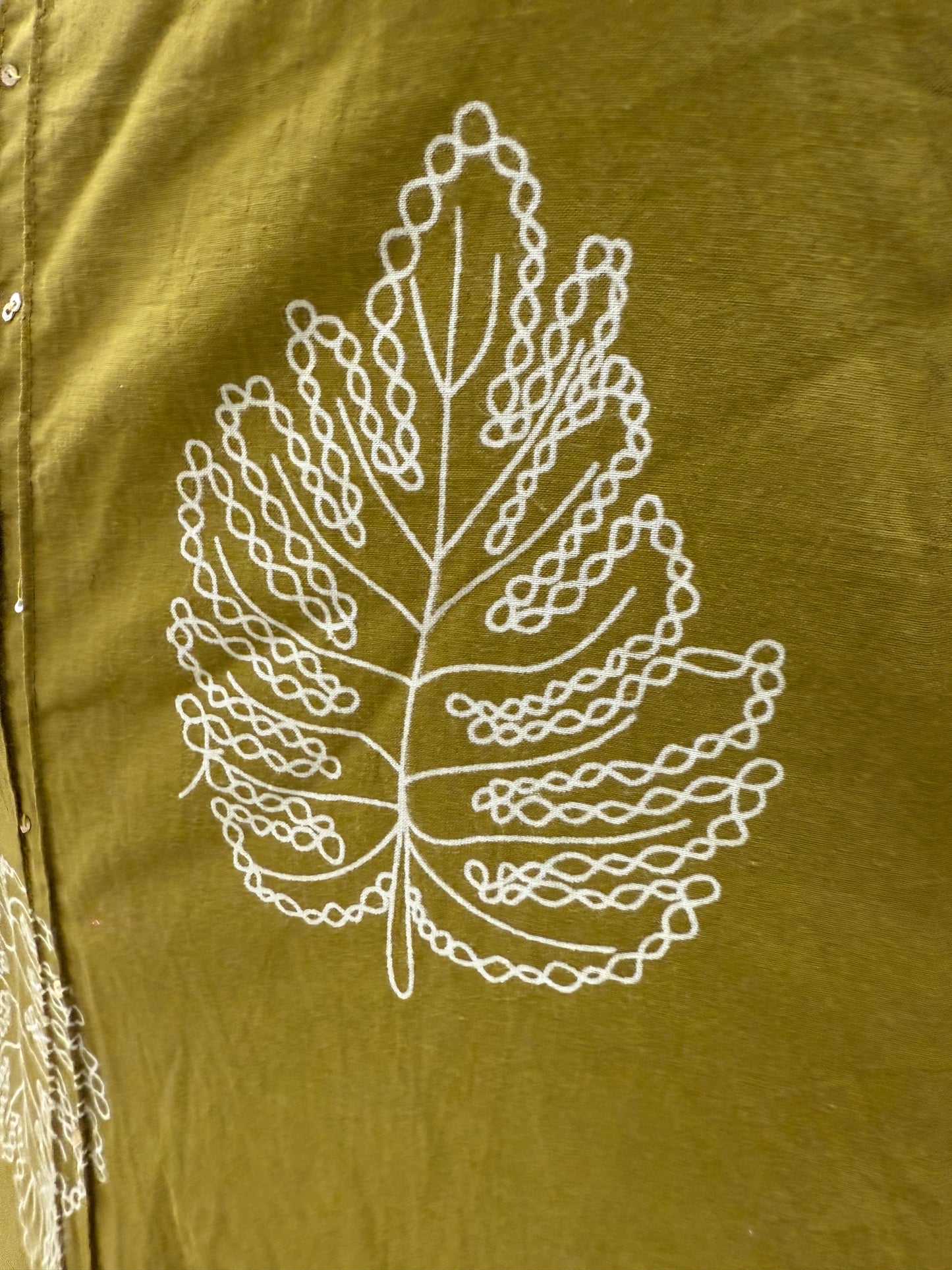 Leaf Printed Cotton Kurti With Pant and Dupatta