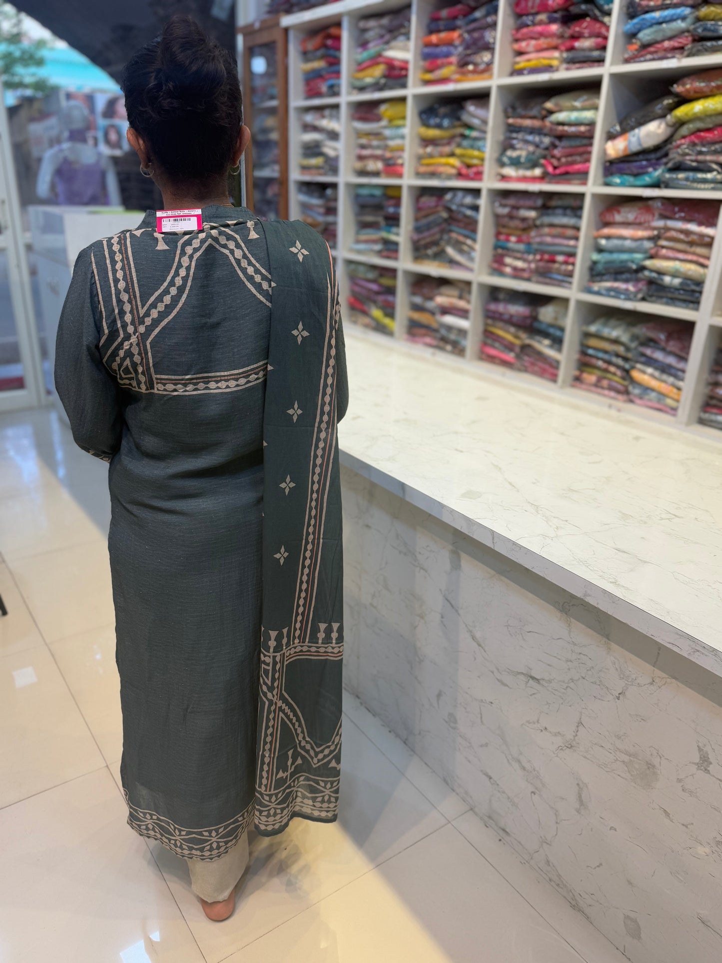 Grey Pure linen Salwar suit