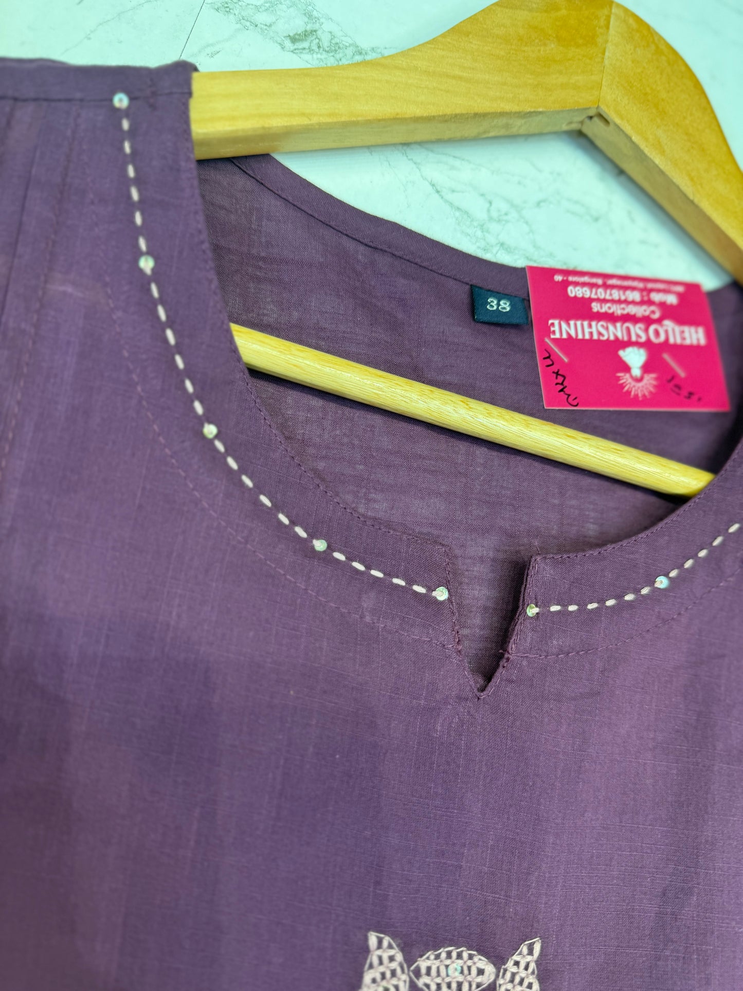 Lavender Cotton Embroidered Tunics Top
