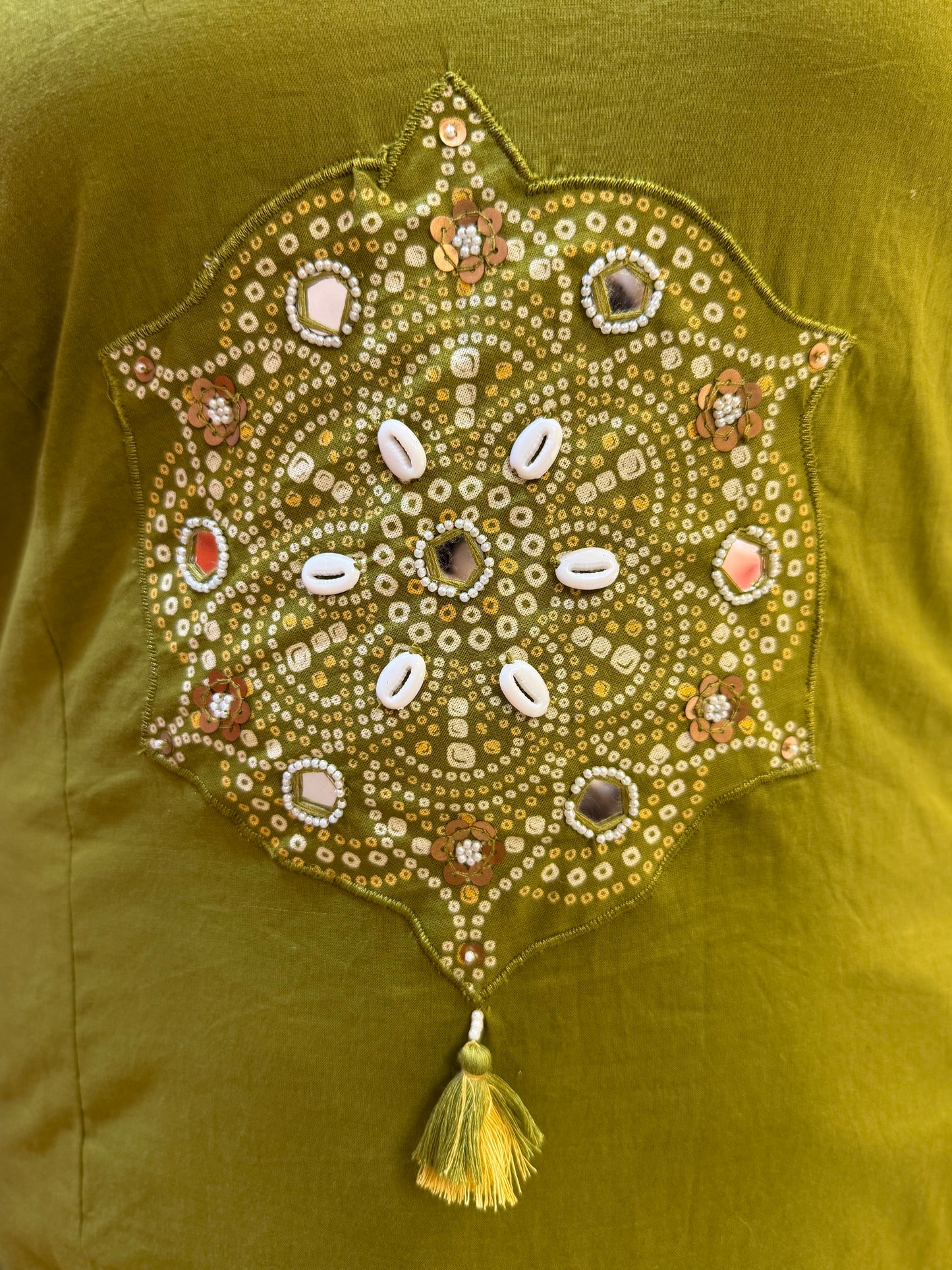 Bandini Printed Green Pure Cotton Kurti With Pant and Dupatta
