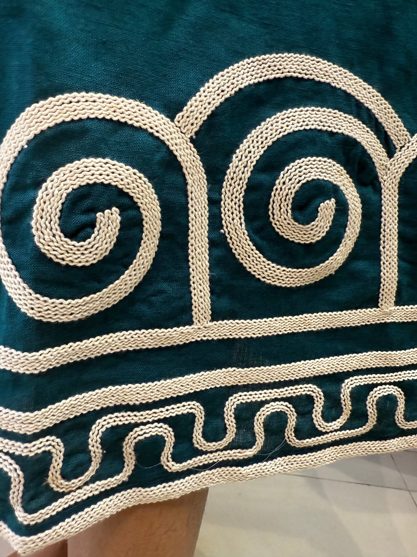Green Maxi A-line Embroidery Dress-HSC7
