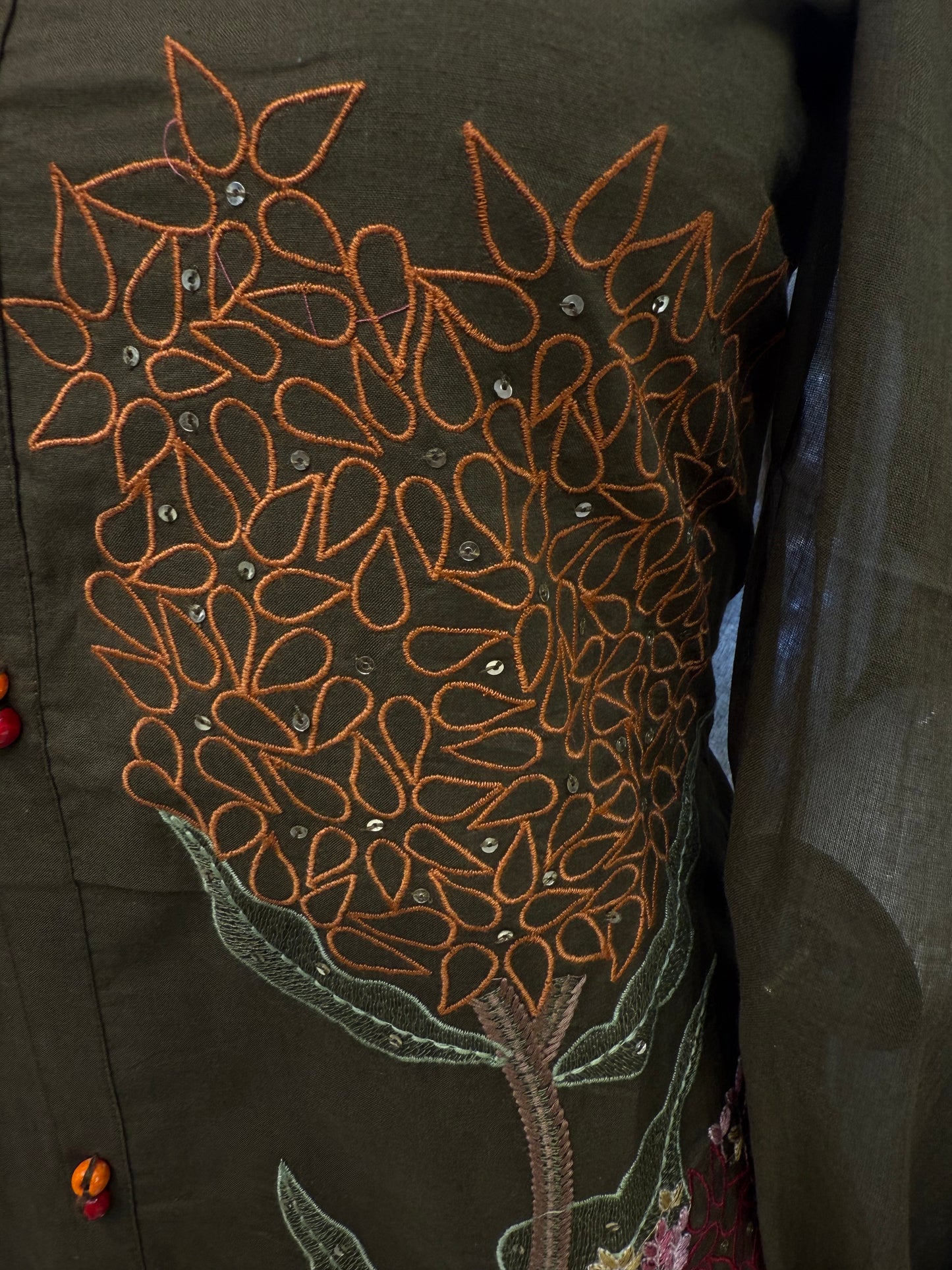 Green Embroidery Cotton Kurti With Pant and Dupatta-HSC30