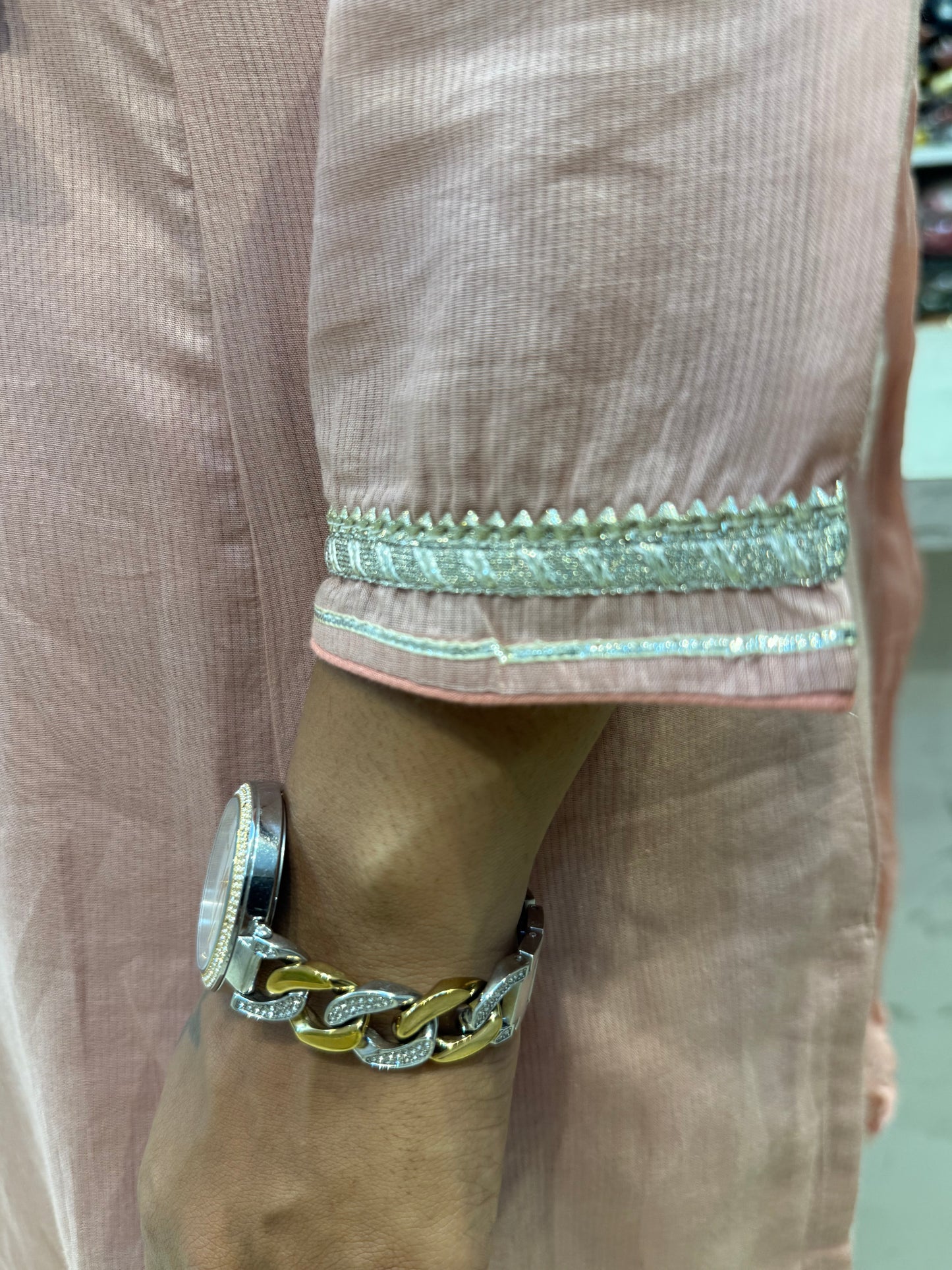 Dusty Peach Pure Mul Cotton Kurti With Pant and Dupatta