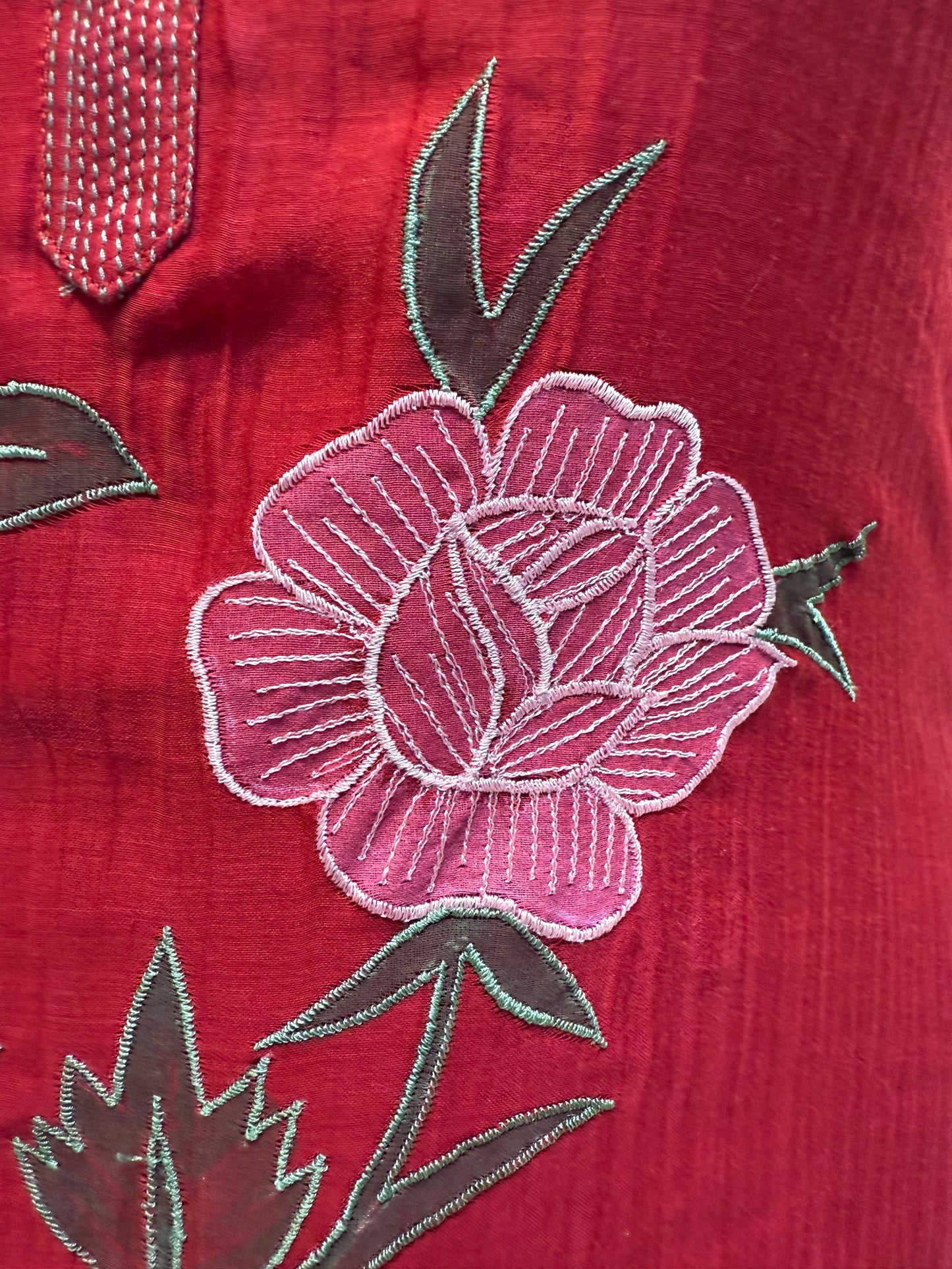Red Pure Mul chanderi A-line salwar suit