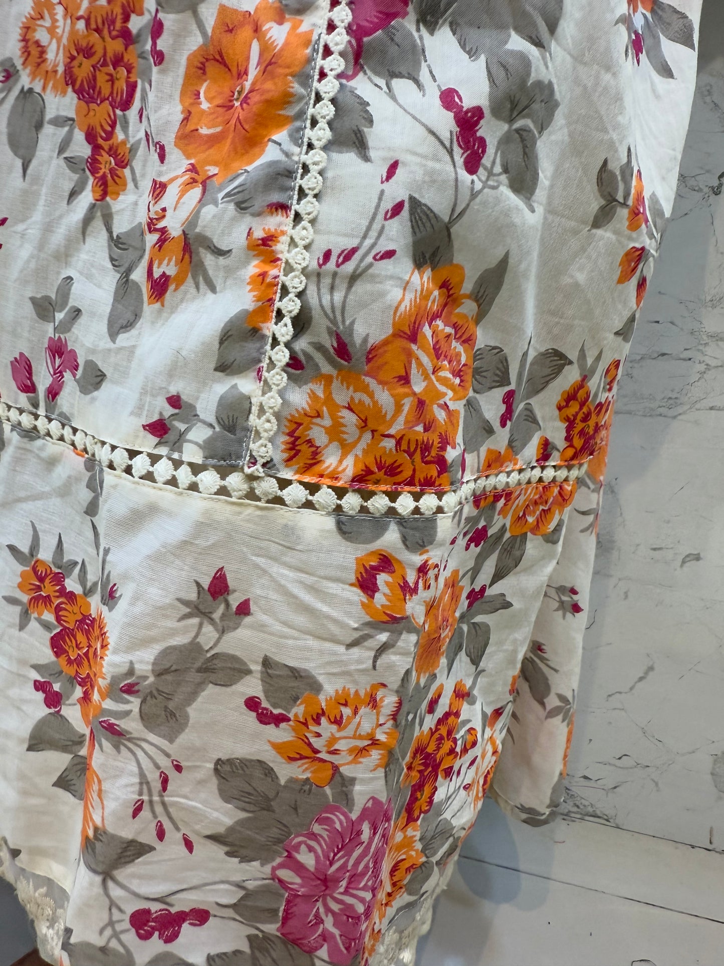 Cotton salwar suit with Lace detail