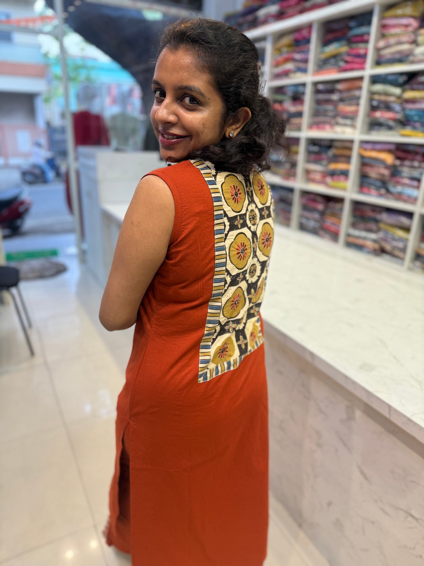 Rust Designer Wear Pure Cotton Co-ords Set-HSC24