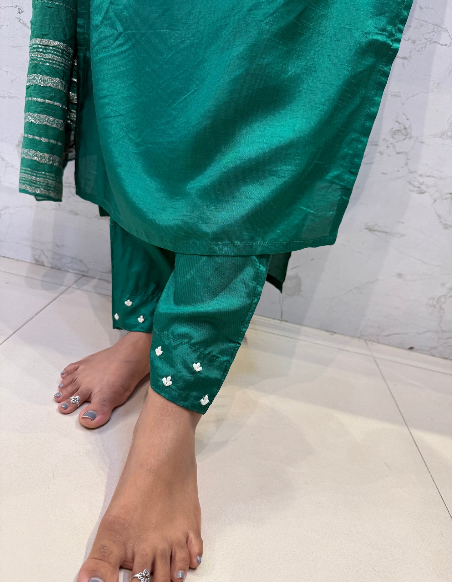 Pure Dola Silk Kurti with Pant and Dupatta