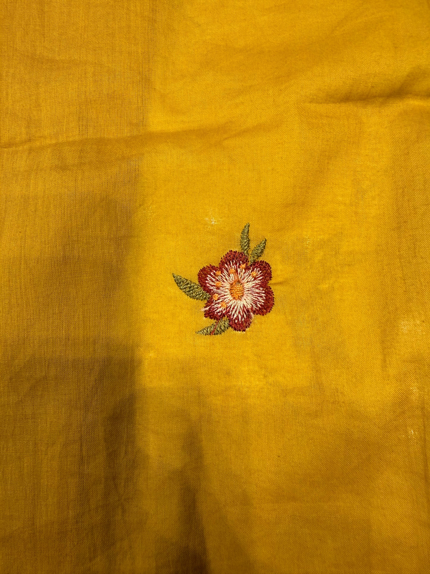 Mustard Mul Cotton Embroidered Kurti With Pant and Dupatta