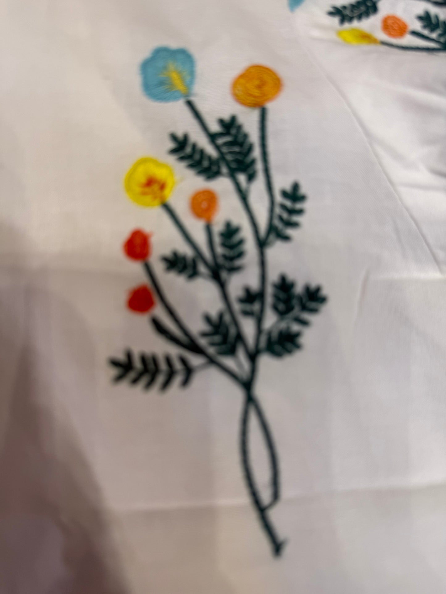 Half white Embroidered Tunics Top