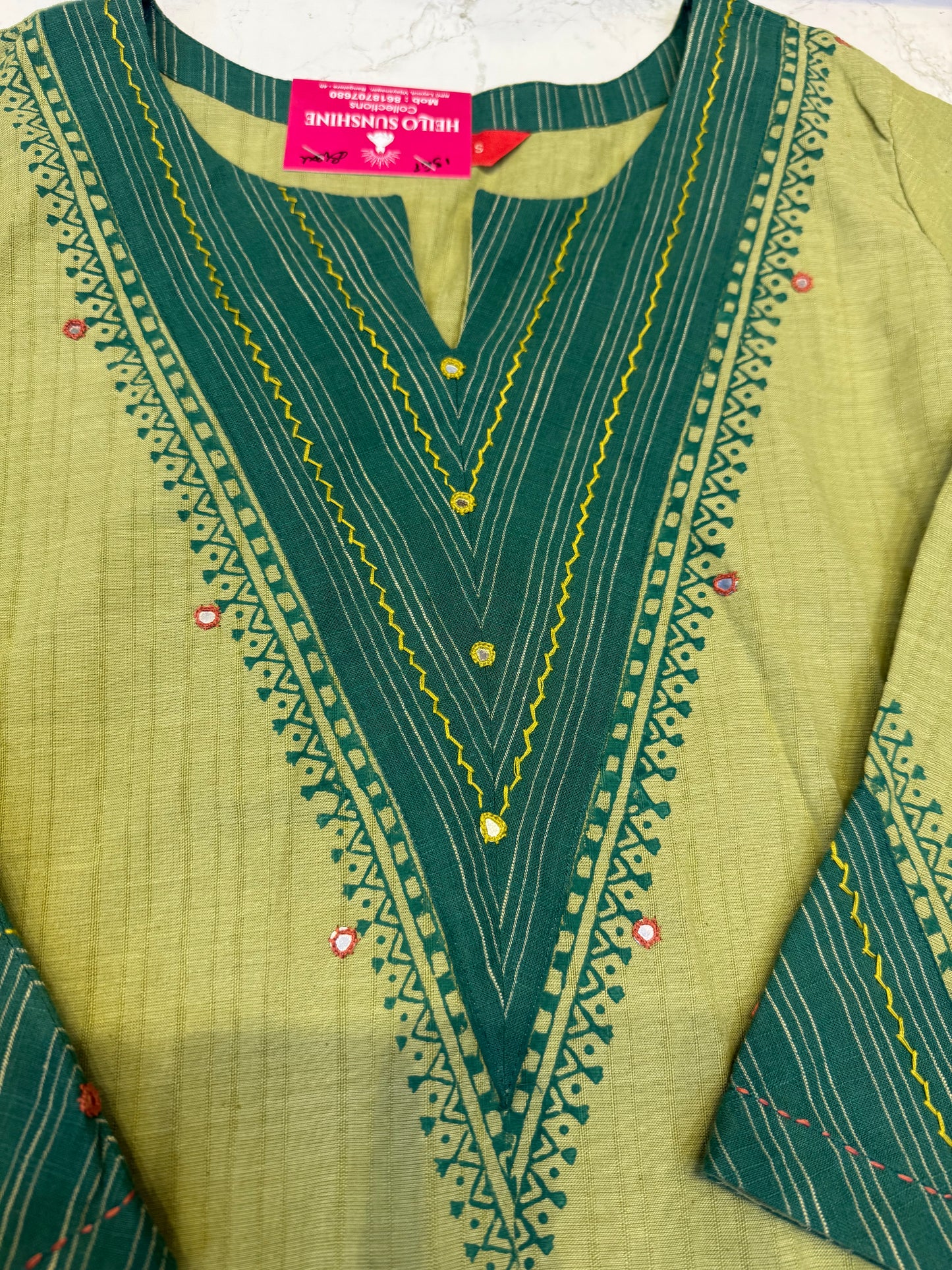 Green A-line Cotton Flex Kurti