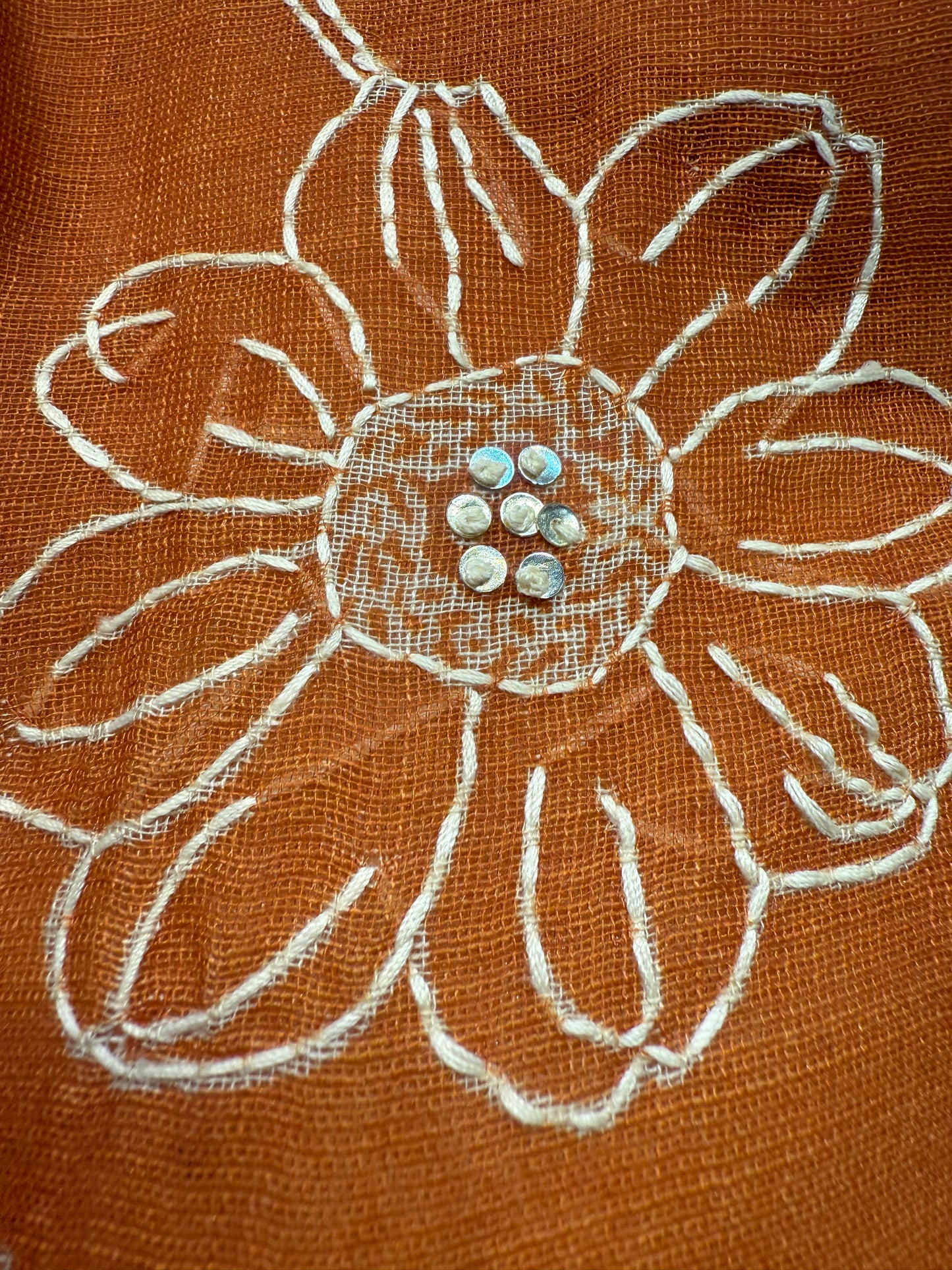 Tissue Linen Thread Embroidery Kurti With Pant and Dupatta