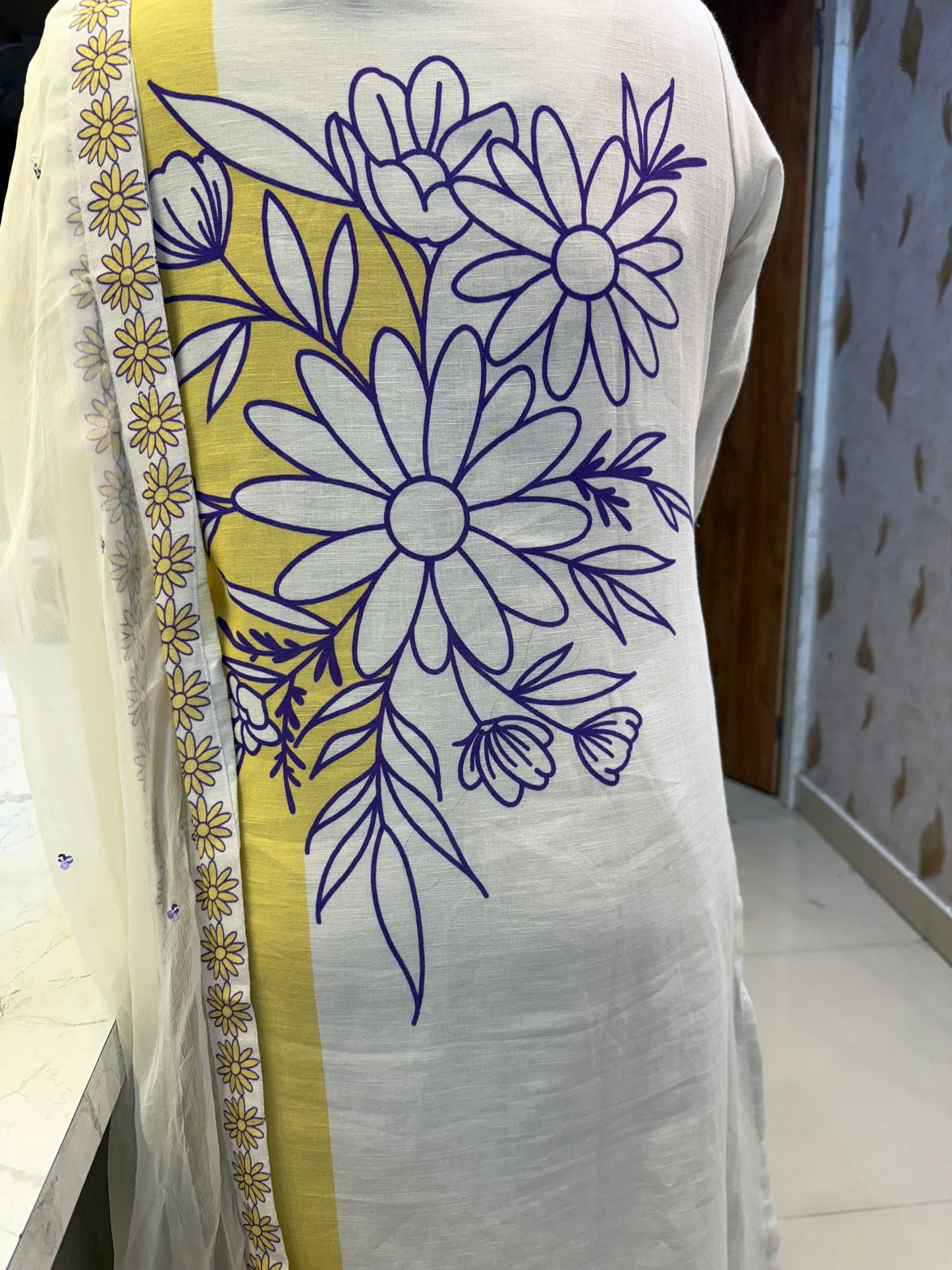 Shells Emboridery work Kurti With pant and Dupatta