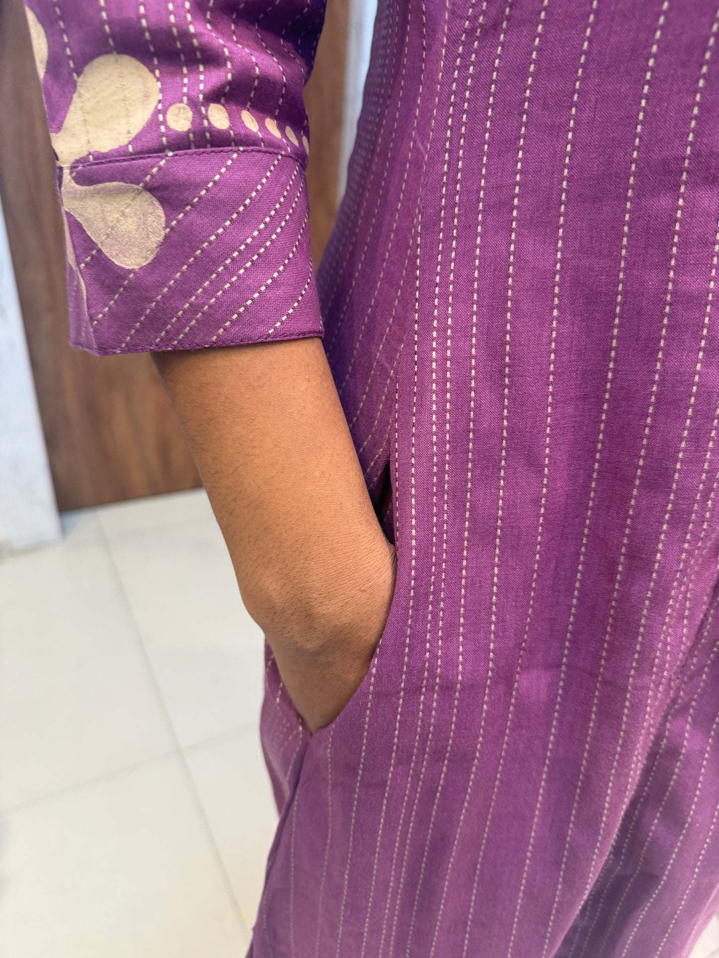 Lavender Cotton Block Printed Kurti