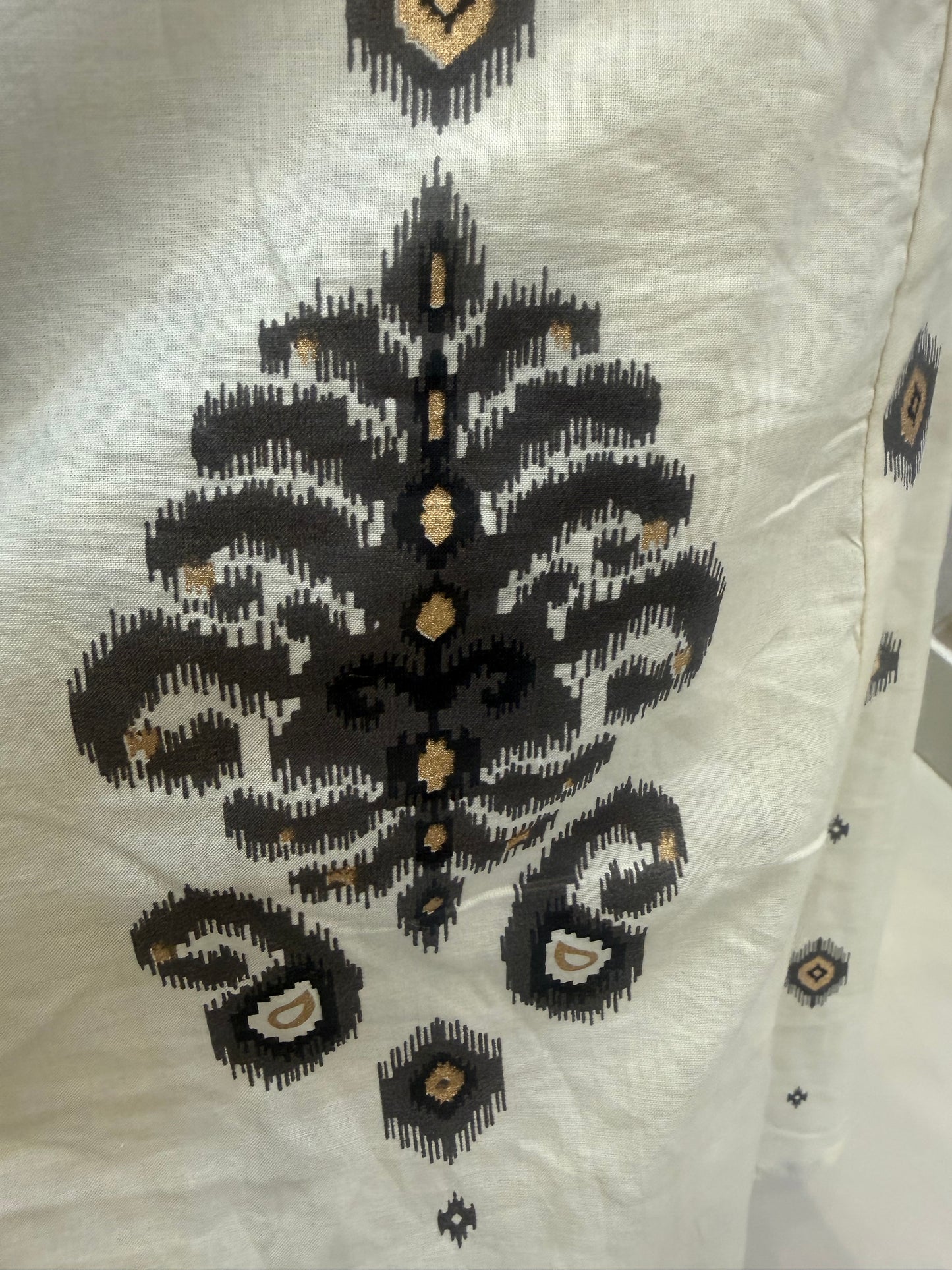 Half White printed A-line Kurti With Pant and Dupatta-HSC149