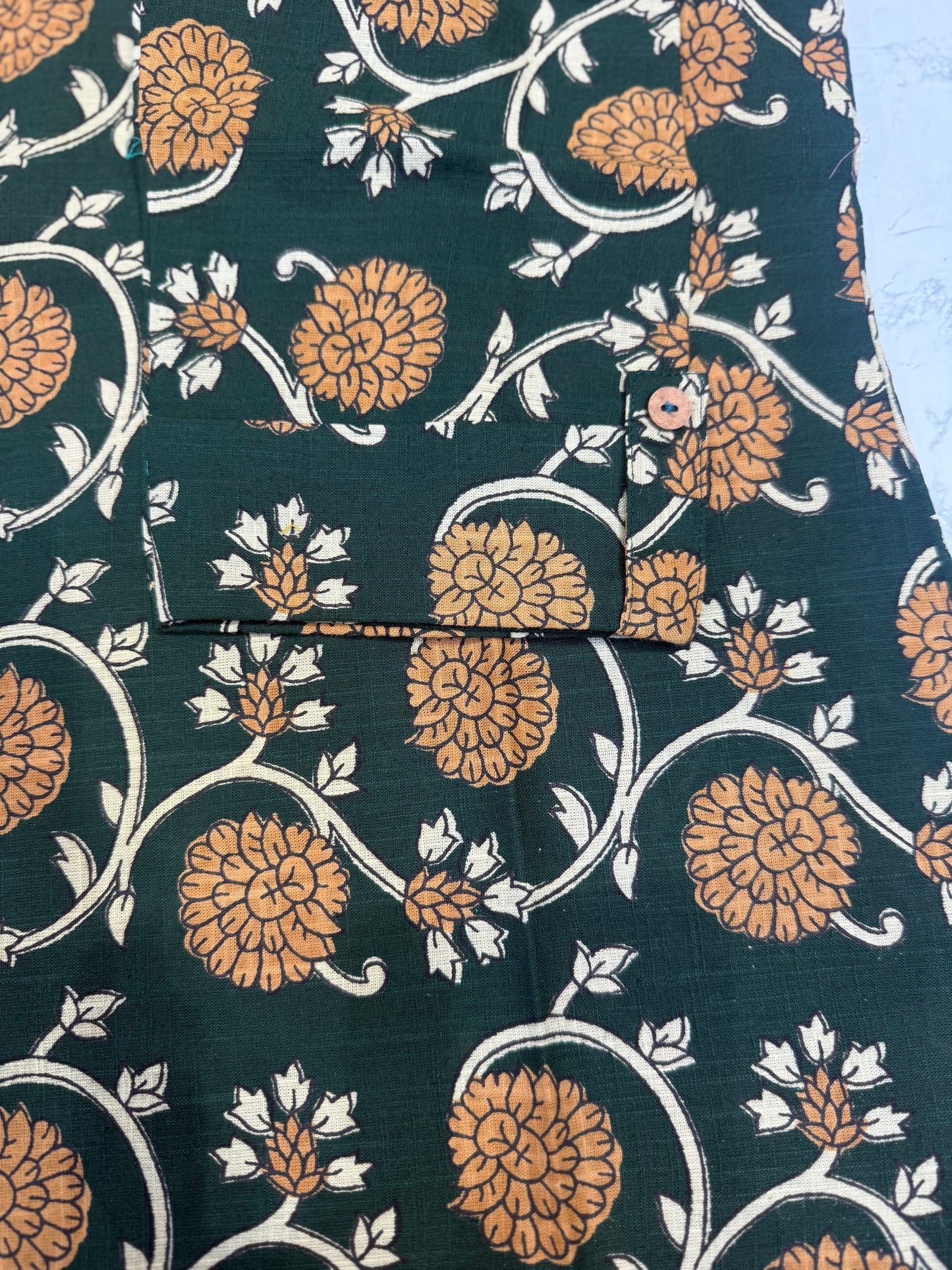 Green Printed Pure Cotton Tunics Top