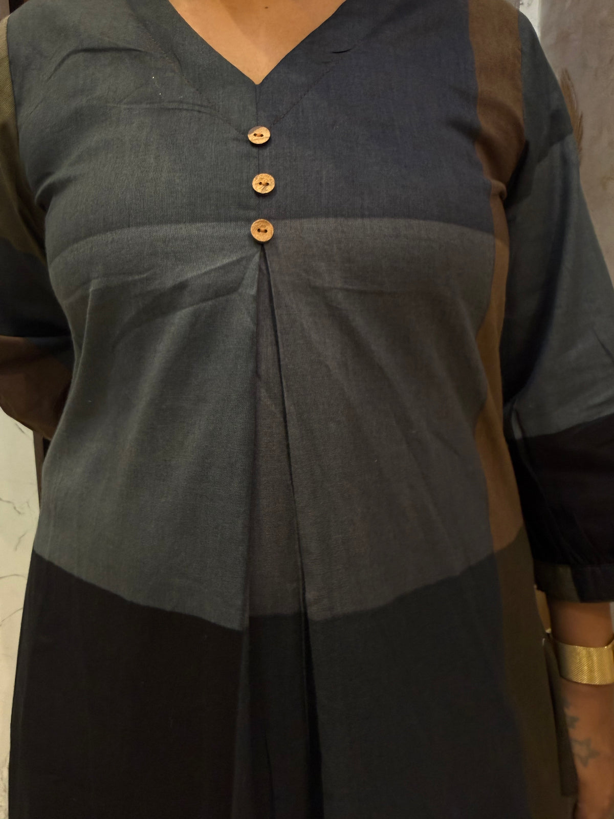 Black Checks Pure Cotton Kurti With Pant -HSC1308