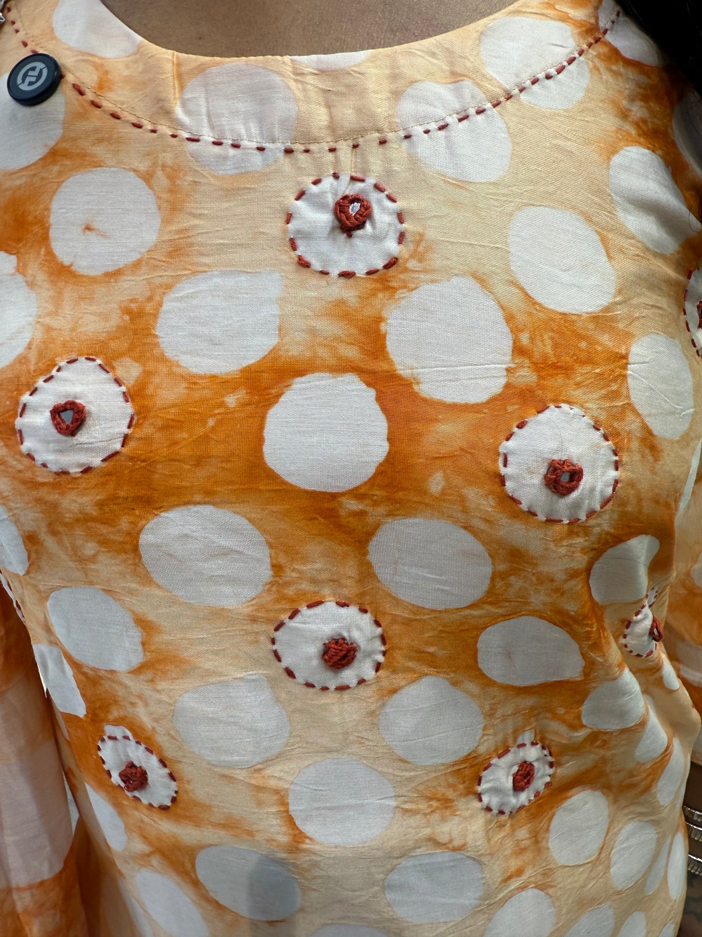Chanderi Silk with Batik Print with Katha Work Kurti and Pant and Dupatta