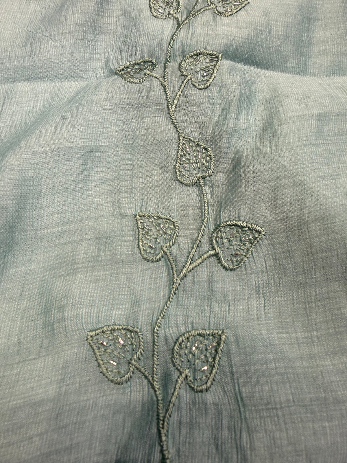 Ice Blue Embroidery Kurti With Pant and Dupatta -HSC1275