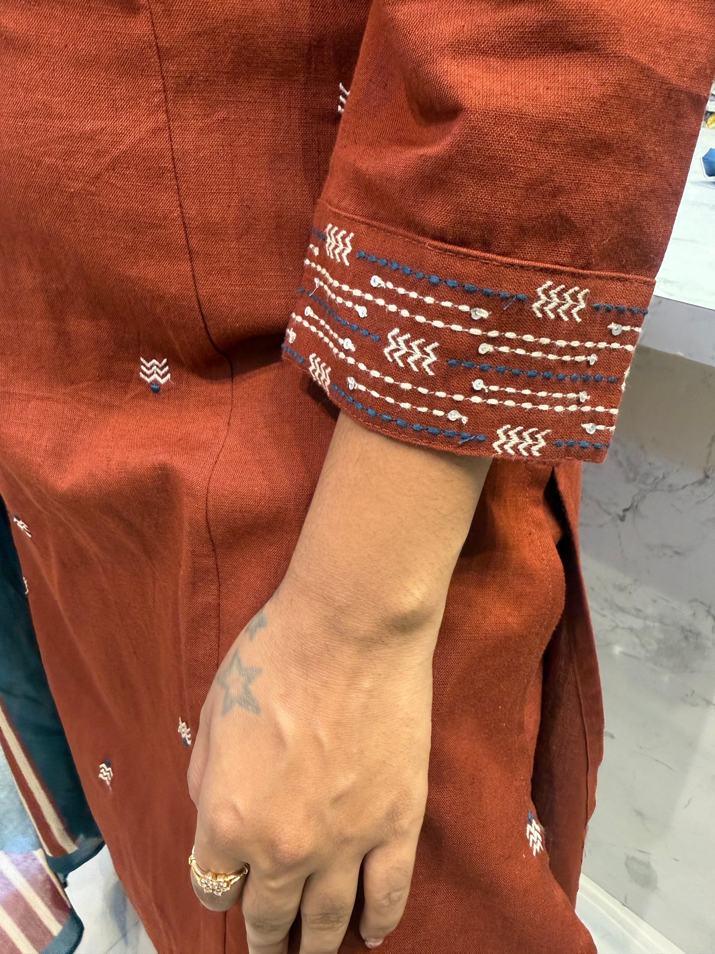 Brown Pure Cotton With Printed Dupatta and Pant