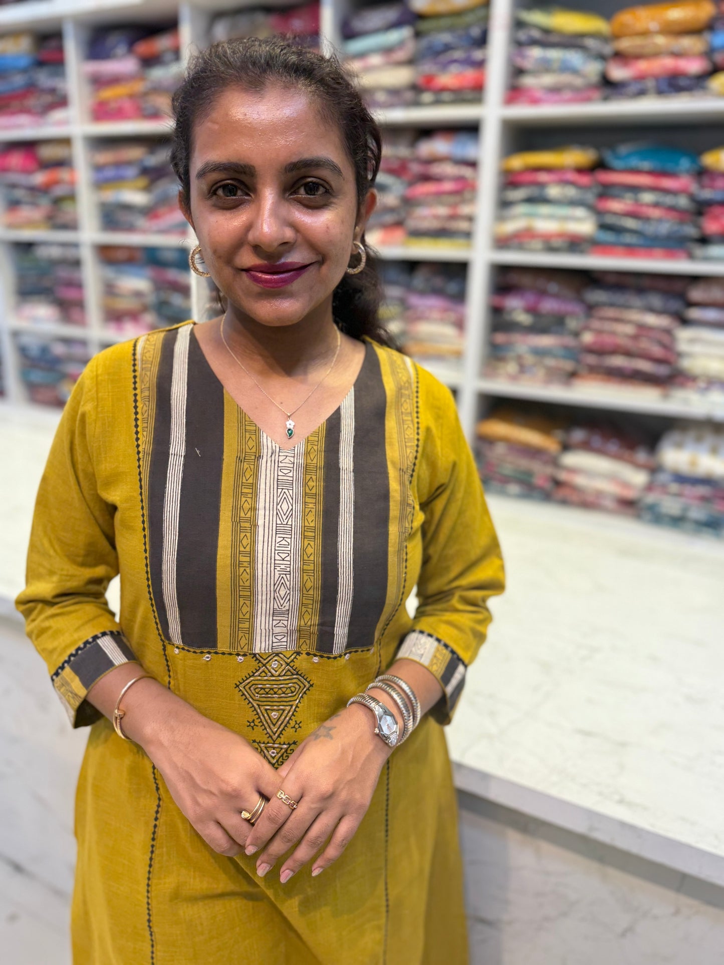 Mustard Cotton Kurti