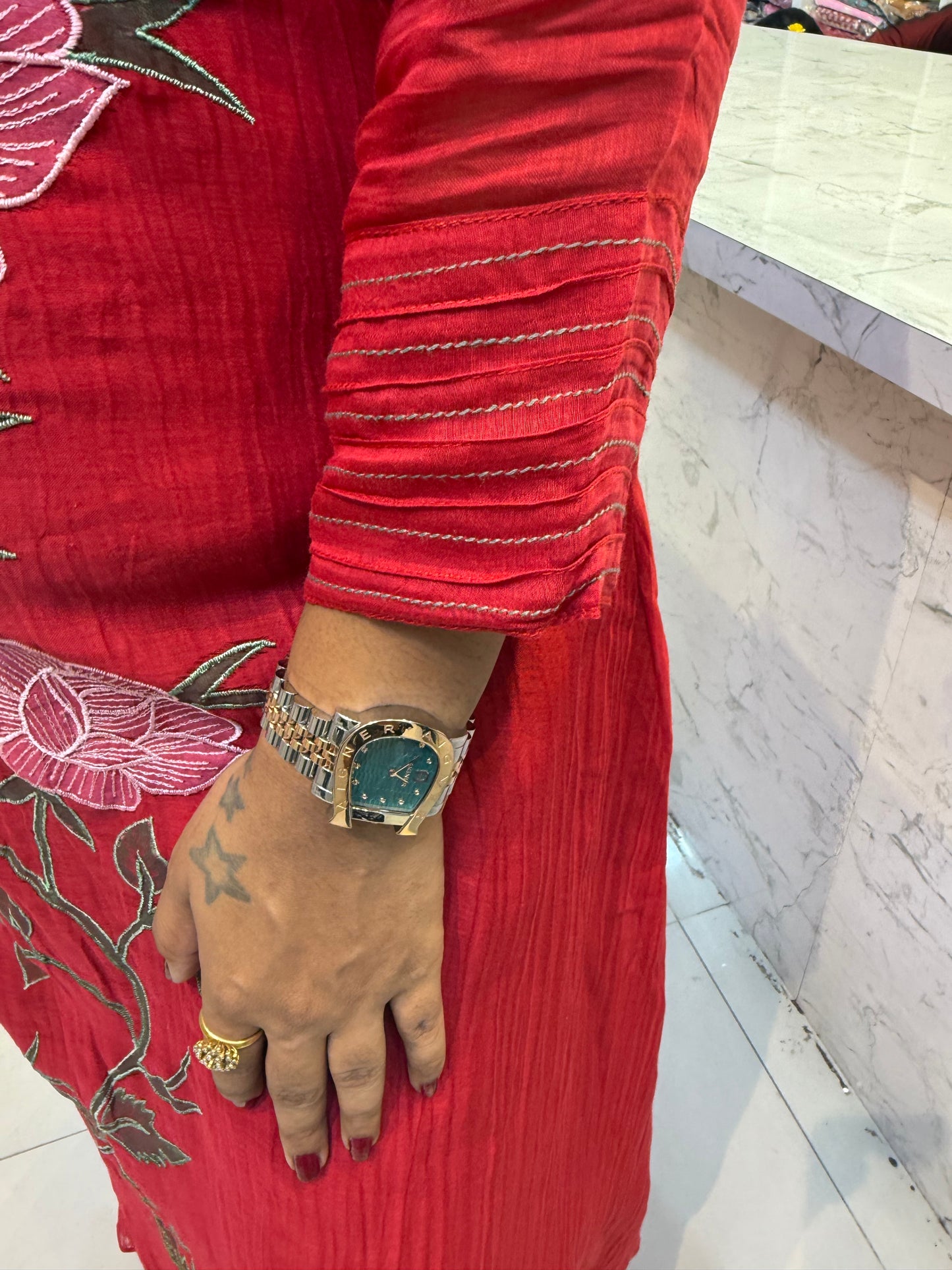 Red Pure Mul chanderi A-line salwar suit