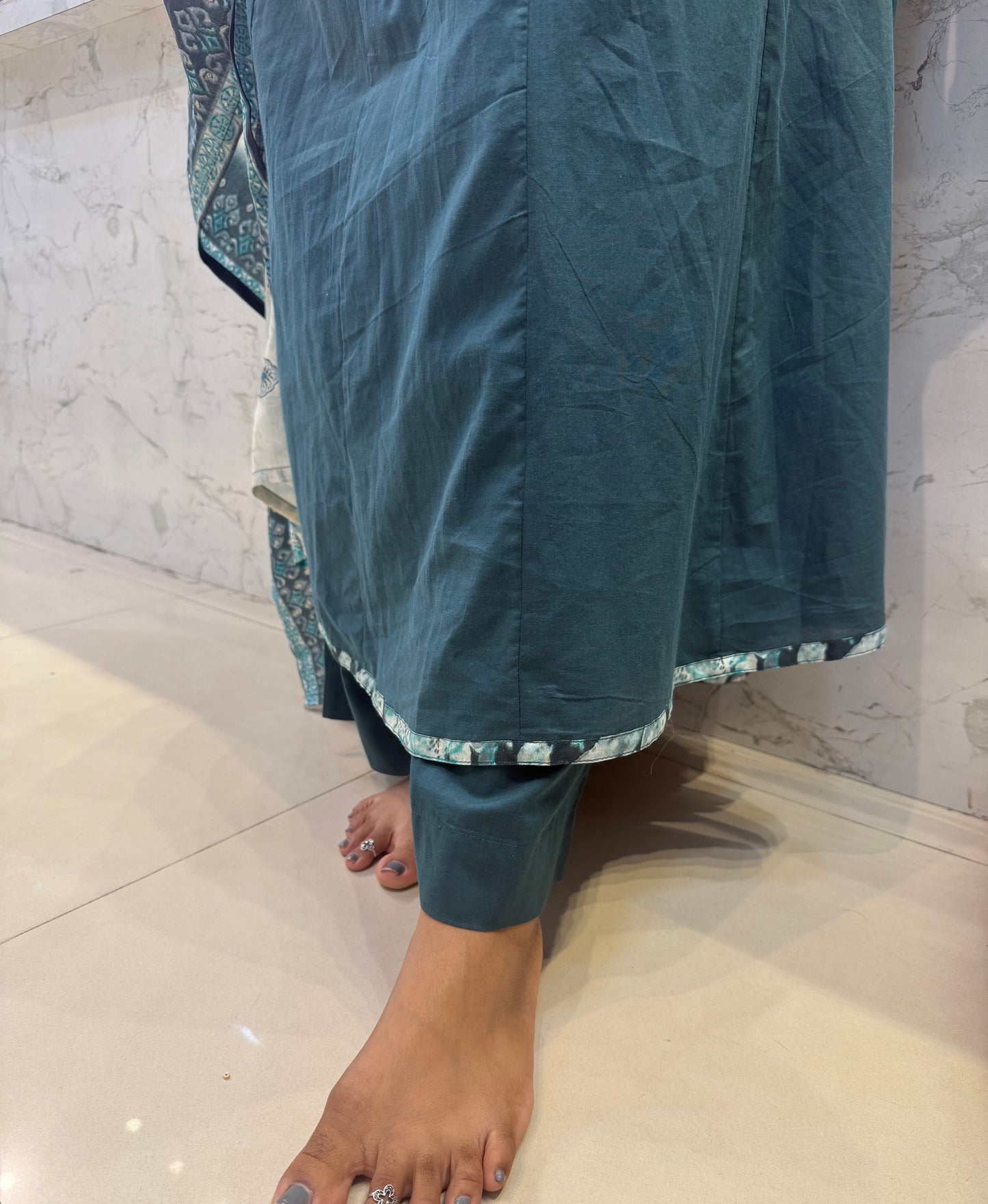 Anarkali Pure Cotton Kurti With Pant and Dupatta