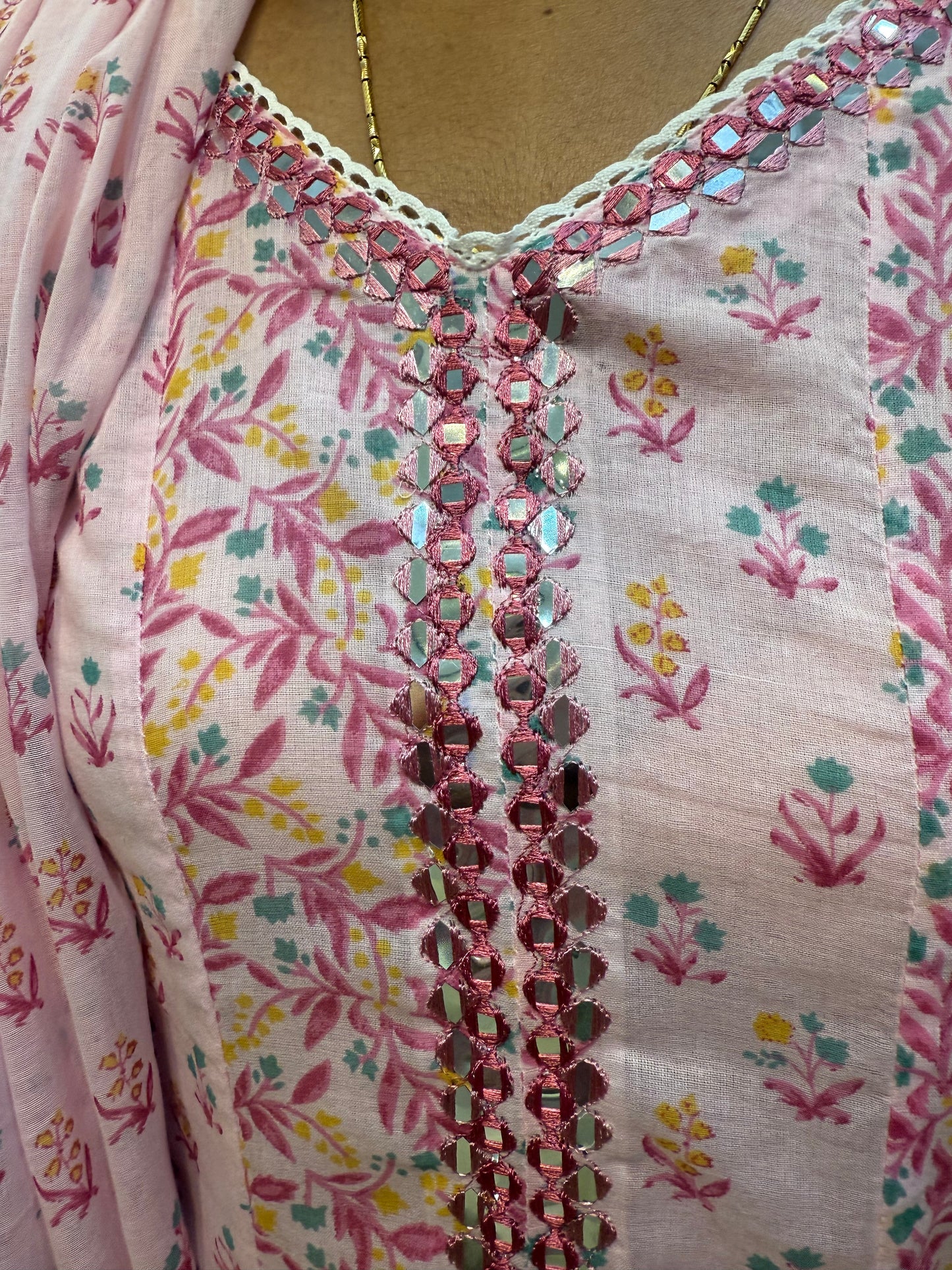 Pure Mul Cotton Anarkali Kurti with Pant and Dupatta