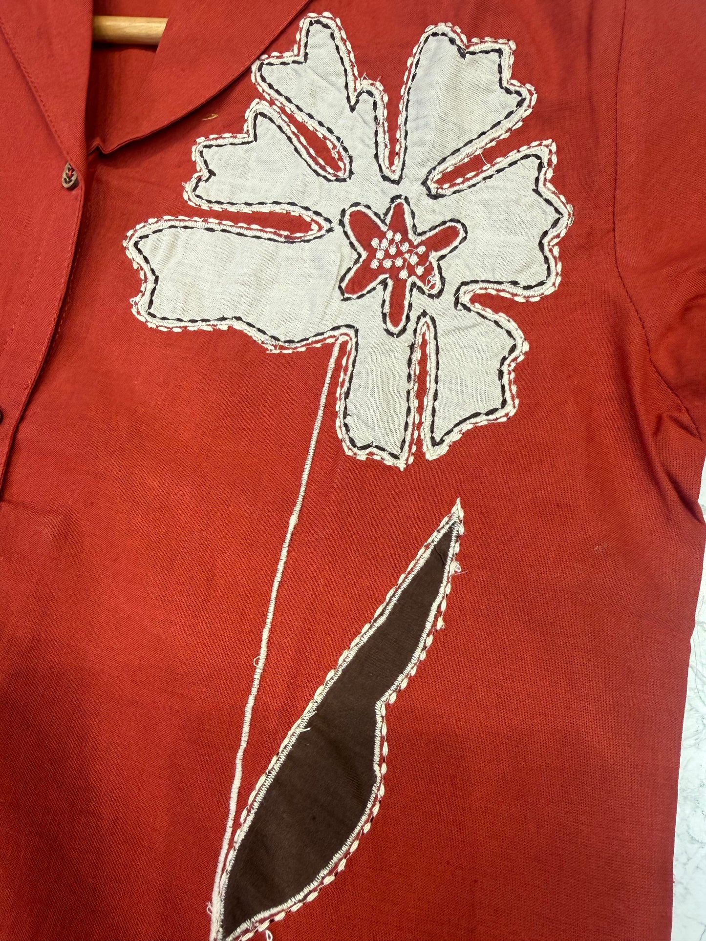 Rust Appliqué Pure Cotton Tunics Top