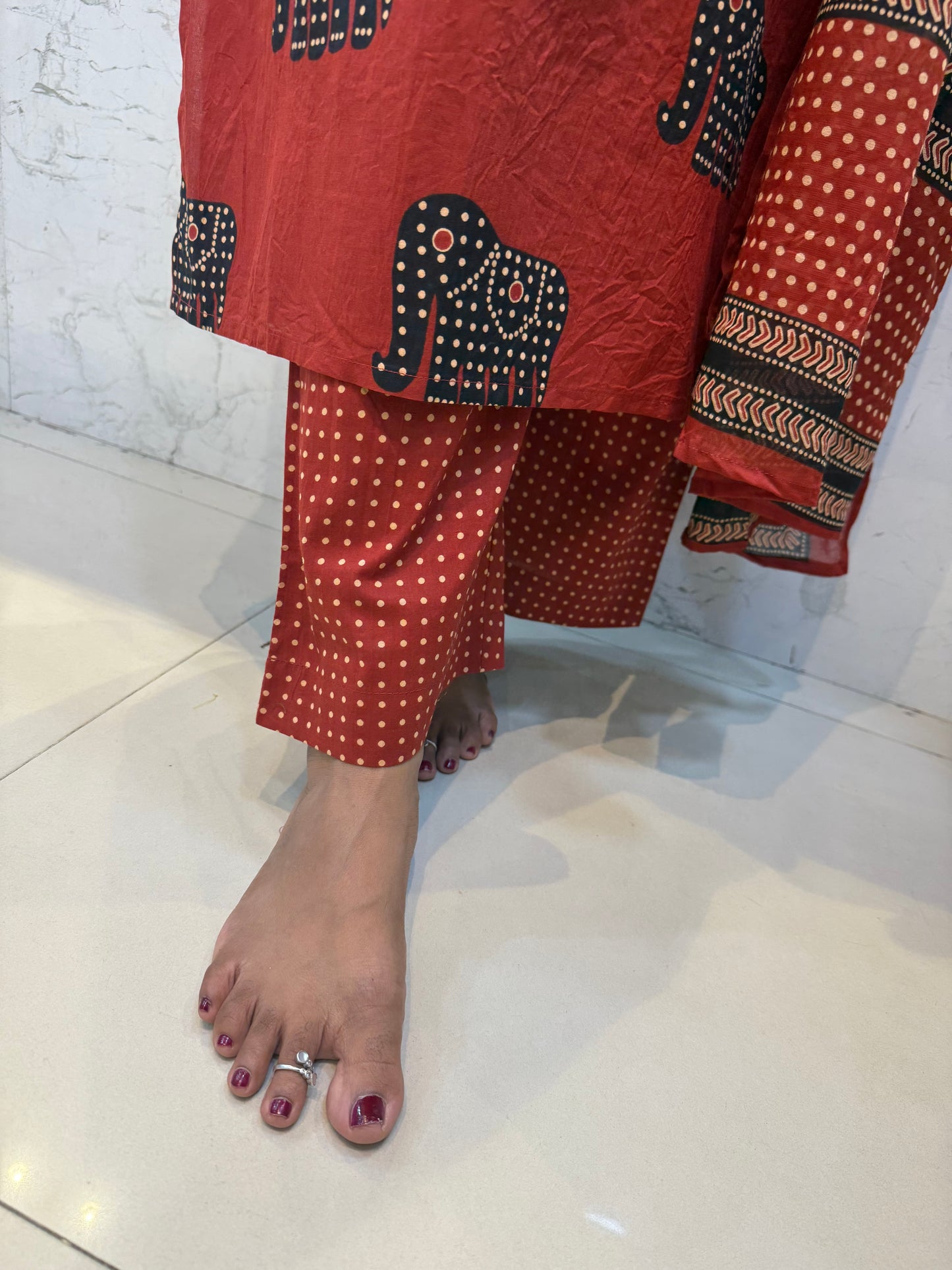 Elephant Marron Cotton Salwar Set