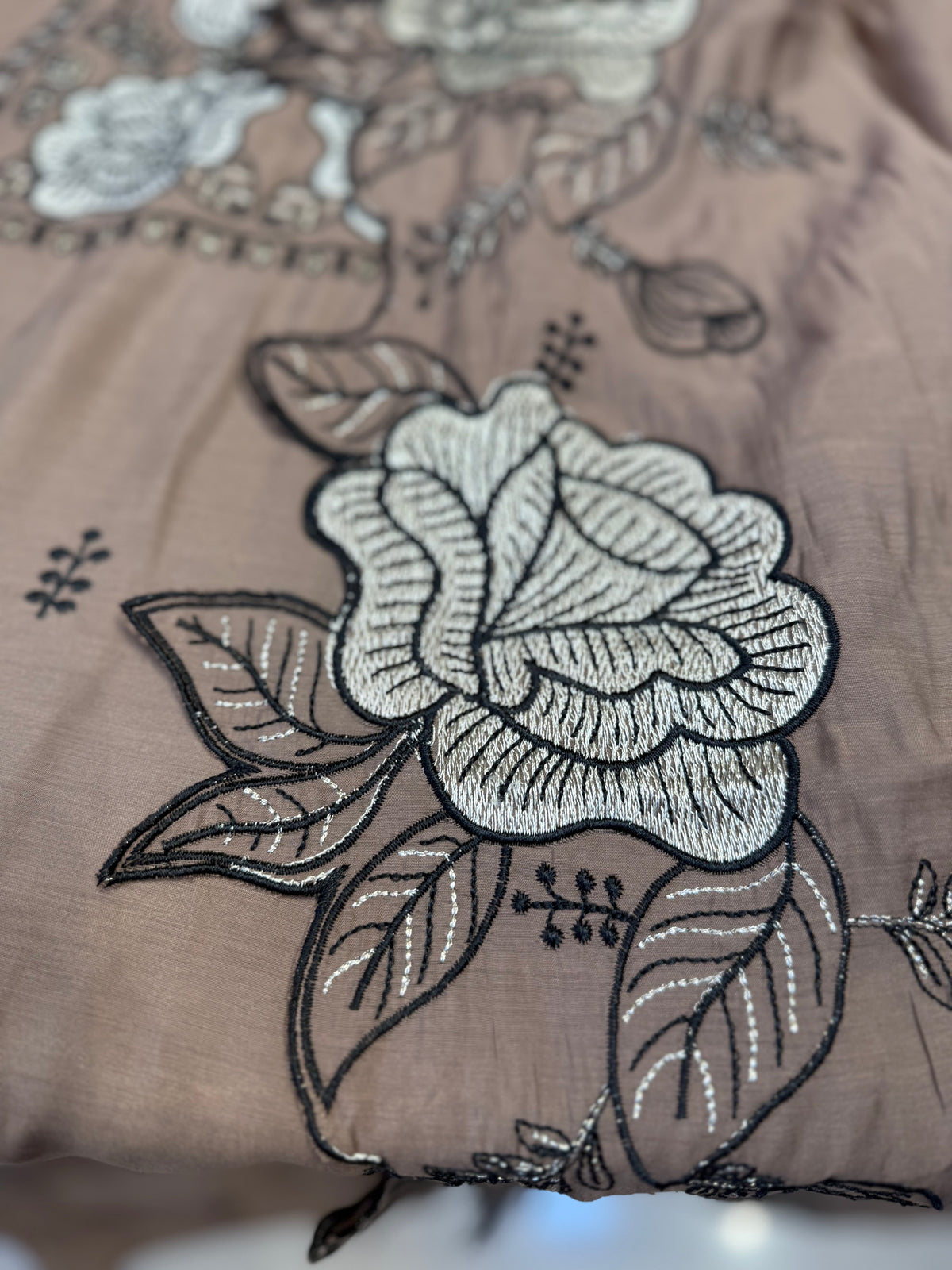 Floral Embroidery Kurti With Pant and Scallop Cutwork Dupatta - HSC1189