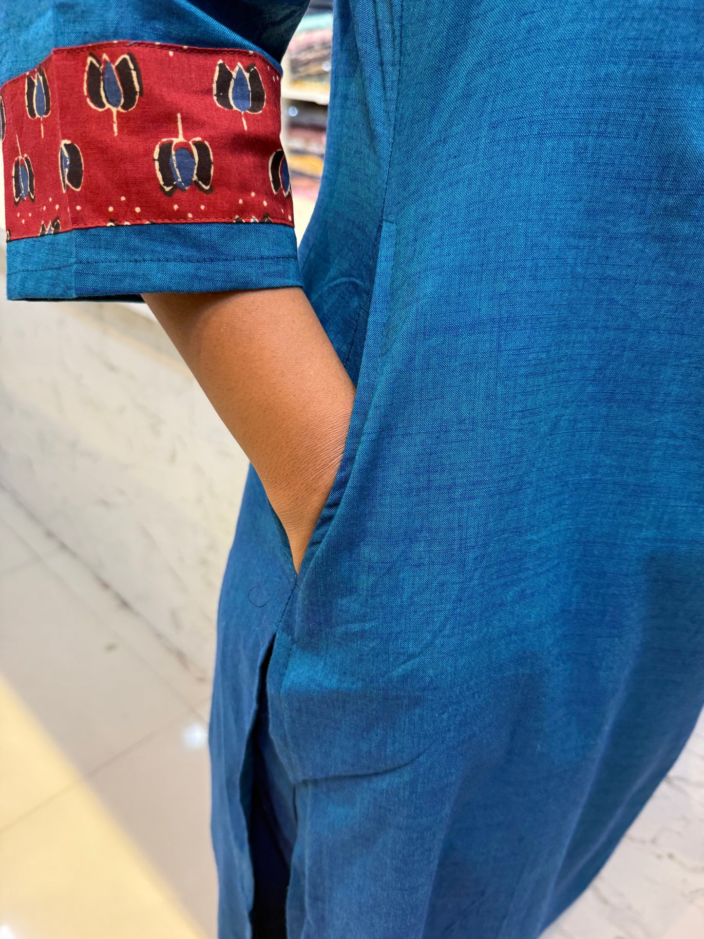 Appliqué work Blue and Marron