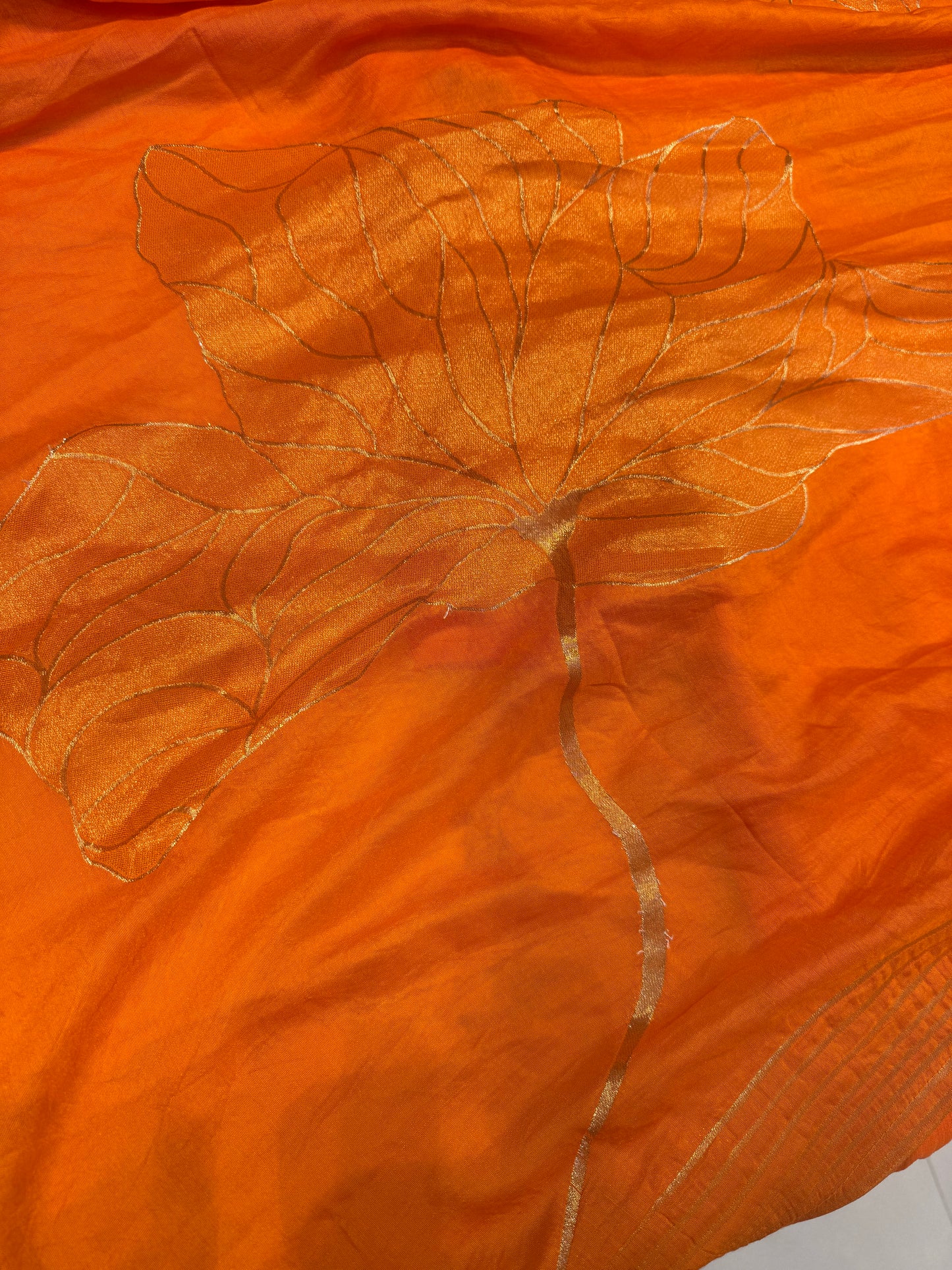 Orange Roman Silk Kurti With pant and Dupatta