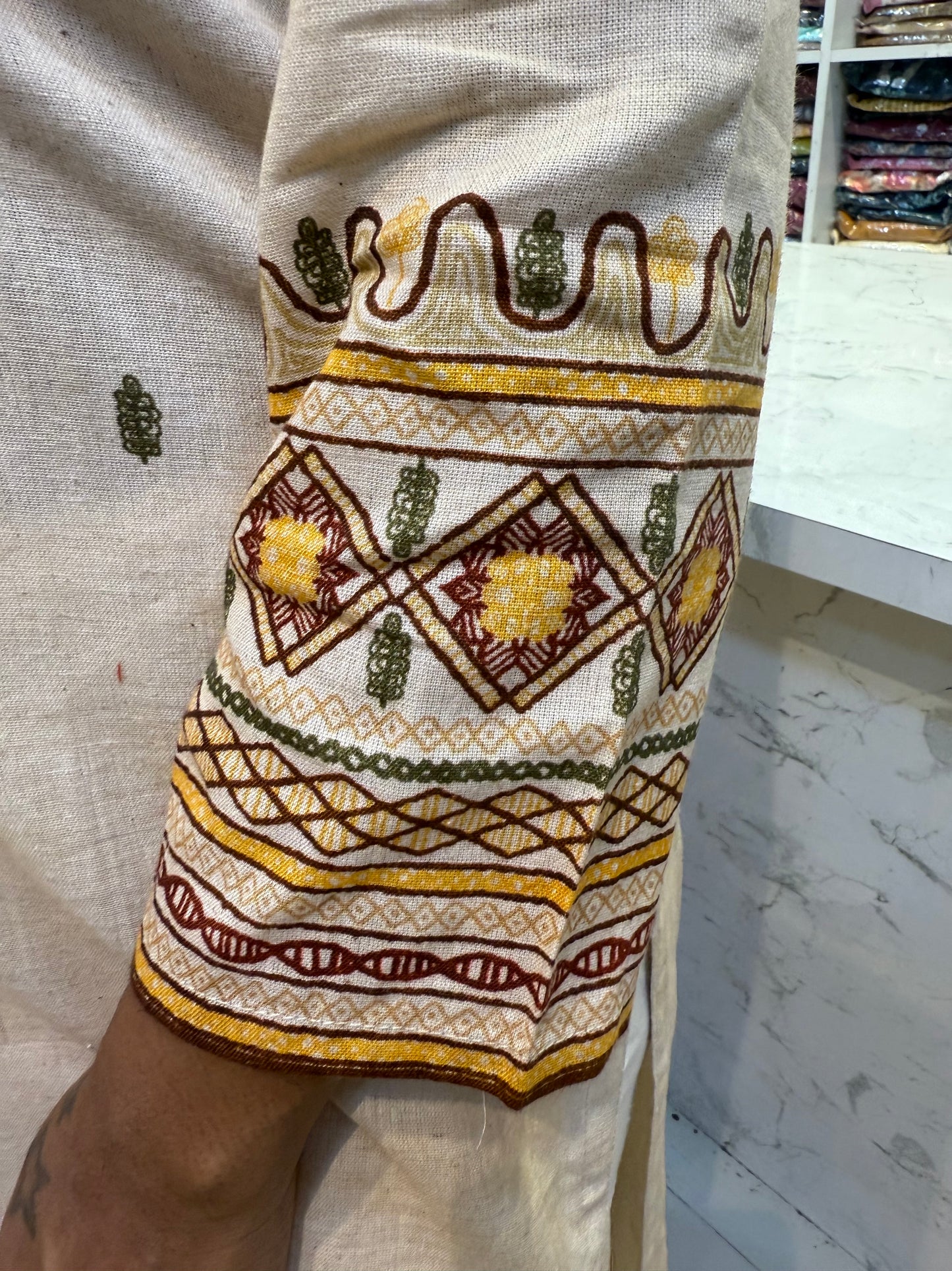 Kalamkari Cotton Kurti With Pant and Dupatta
