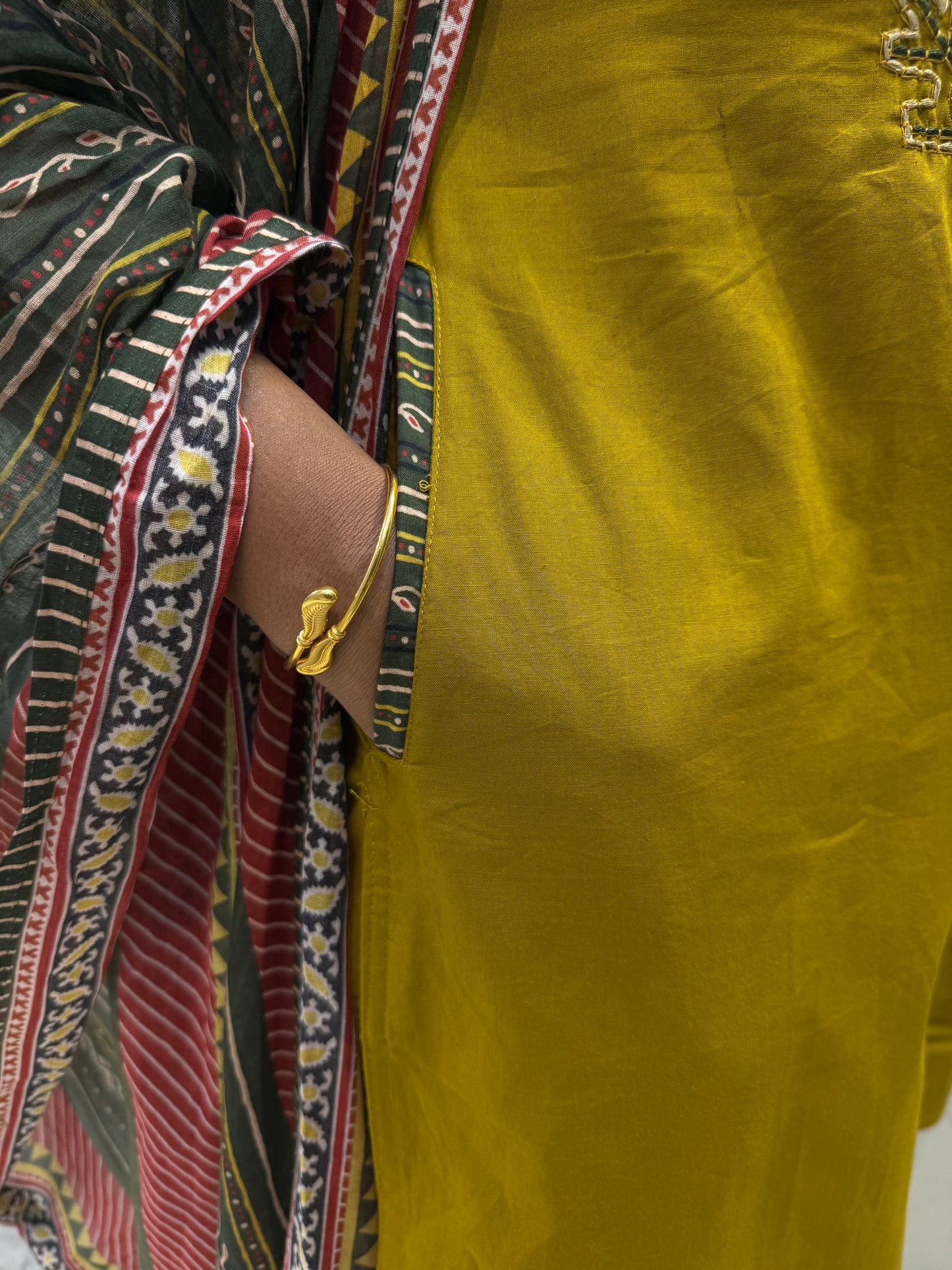 Green Pure Cotton Flex Kurti With Pant and Printed Dupatta-HSC110