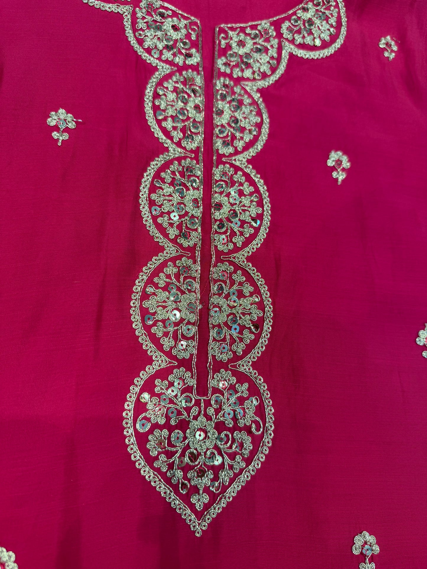 Floral Pink Semi Party wear Kurti With pant and Printed Dupatta