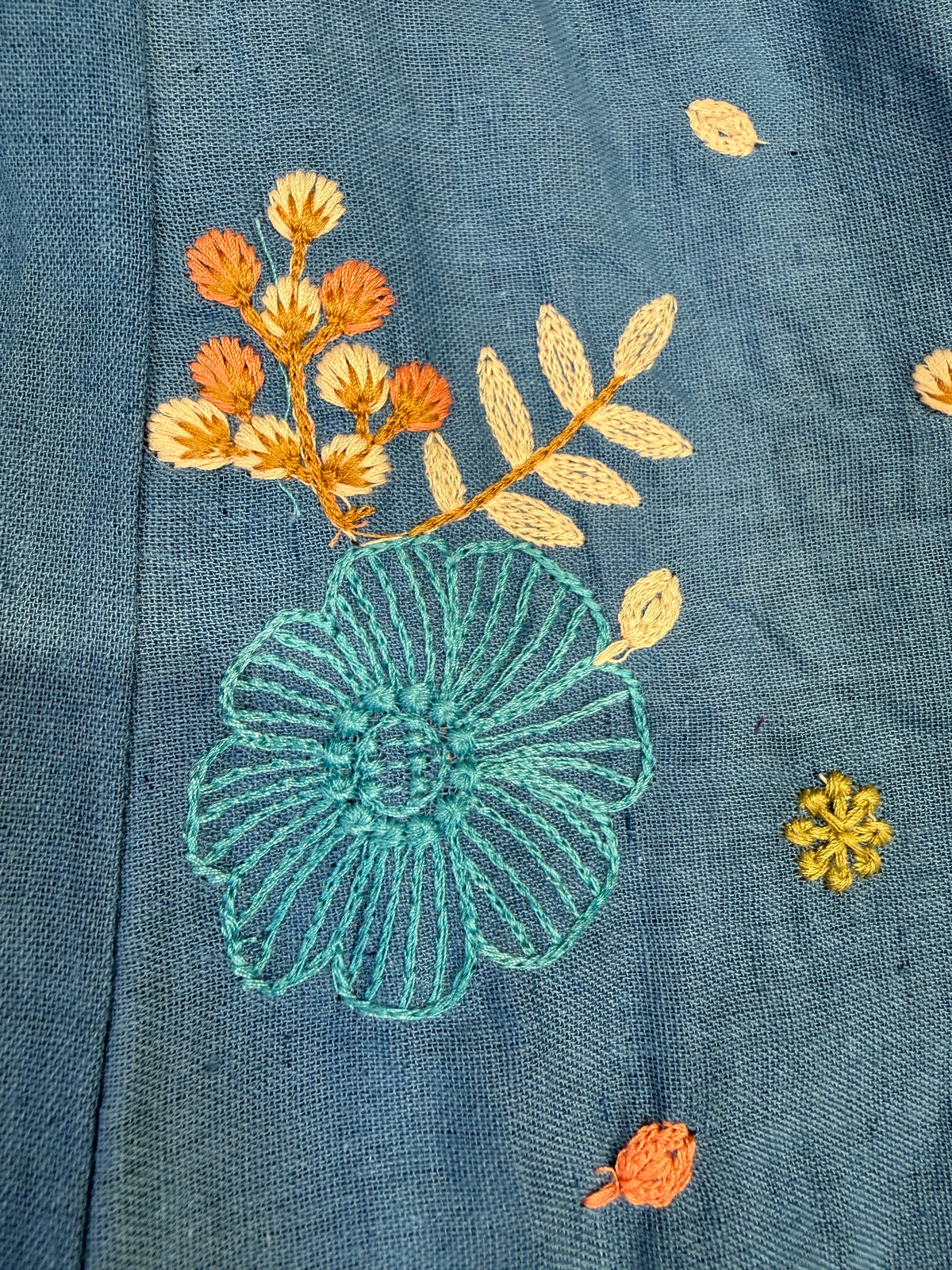 Blue Embroidery Crossstitch Pure Cotton Flex Co-ords Set-HSC1230